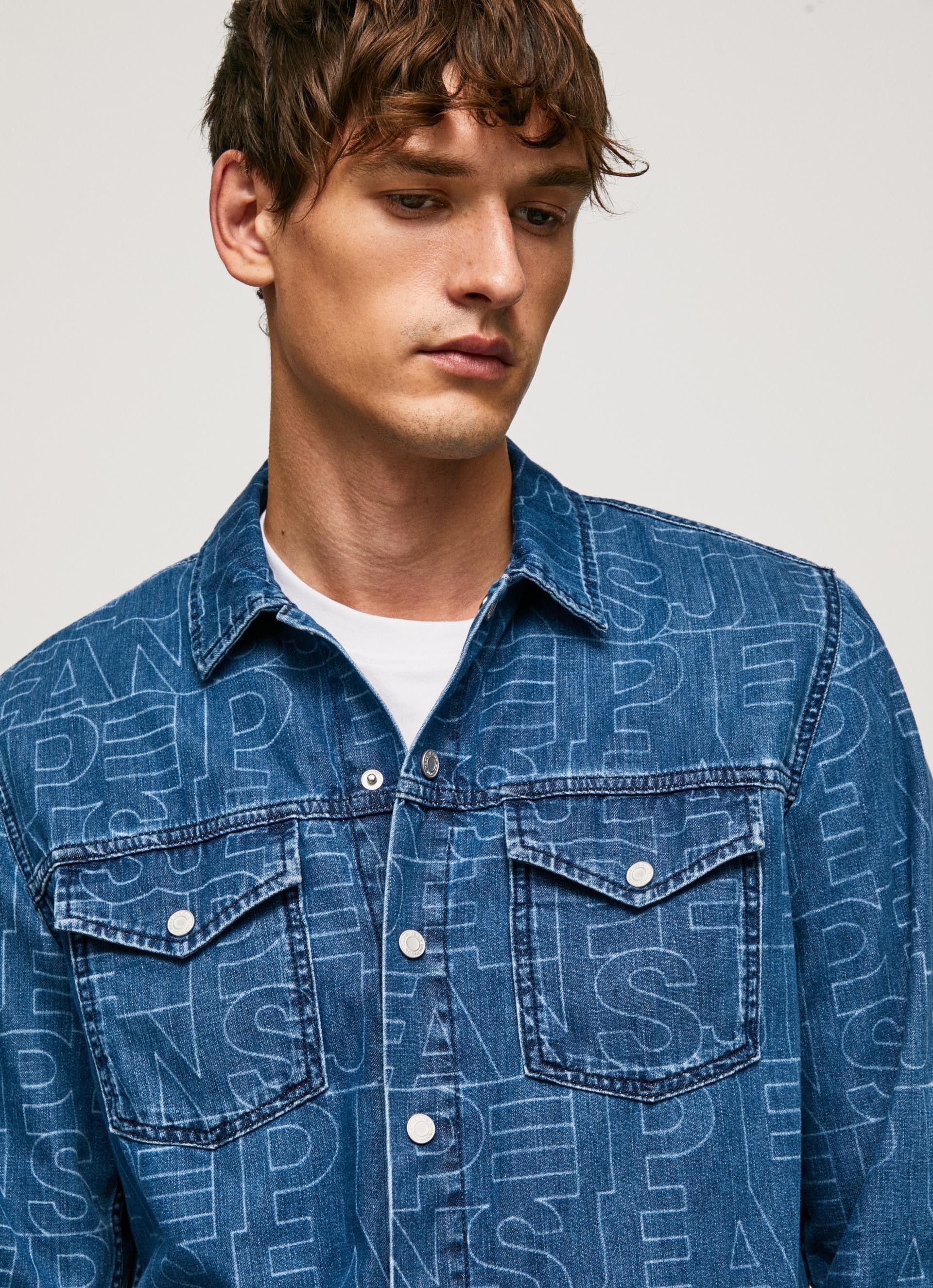 Camicia in denim regular fit logo da Uomo di Pepe Jeans in Blu | Lyst