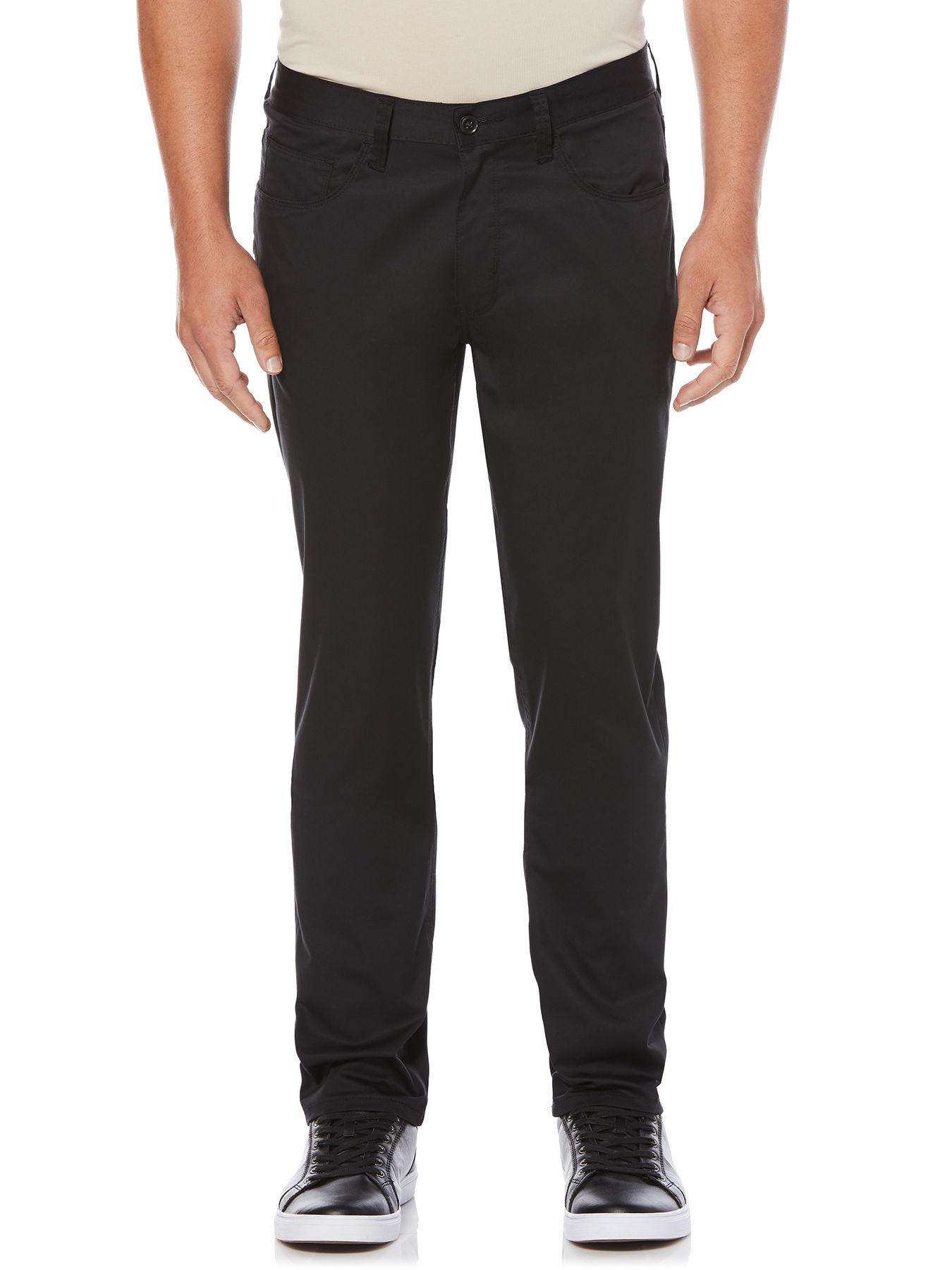 Perry Ellis Slim Fit Satin Pant in Black for Men - Lyst