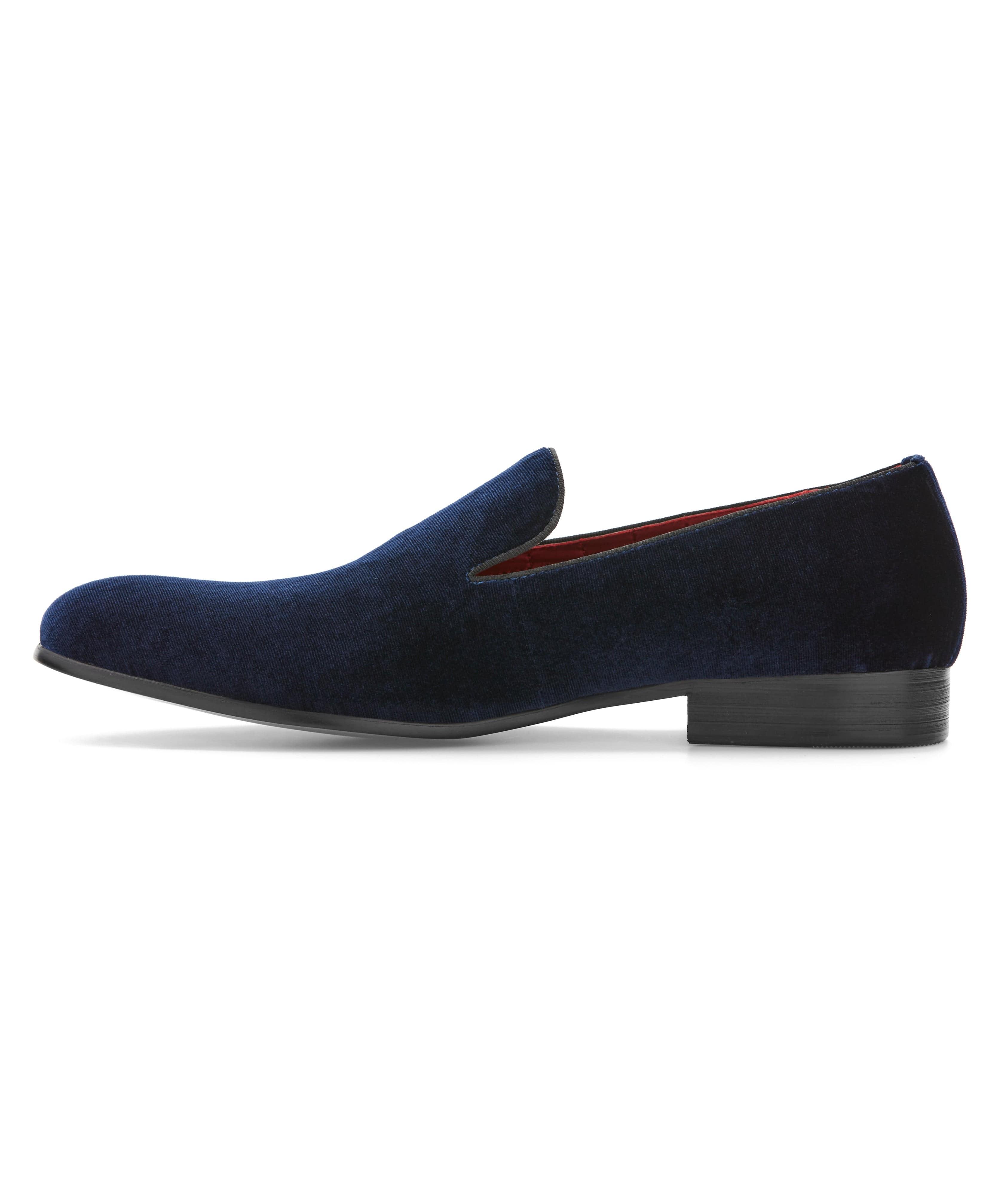 Perry Ellis Navy Velvet Slip-On Loafers with Red Lining Amazon.com | Jousen Men main image 2