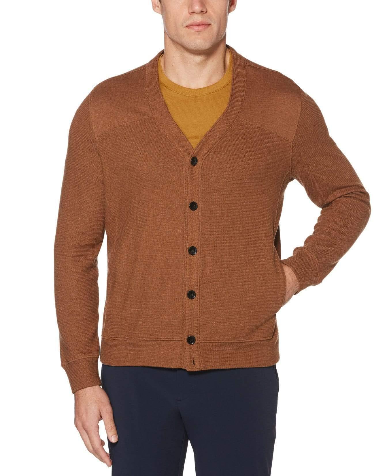Perry Ellis Cotton Button Down Cardigan in Partridge (Brown) for Men ...