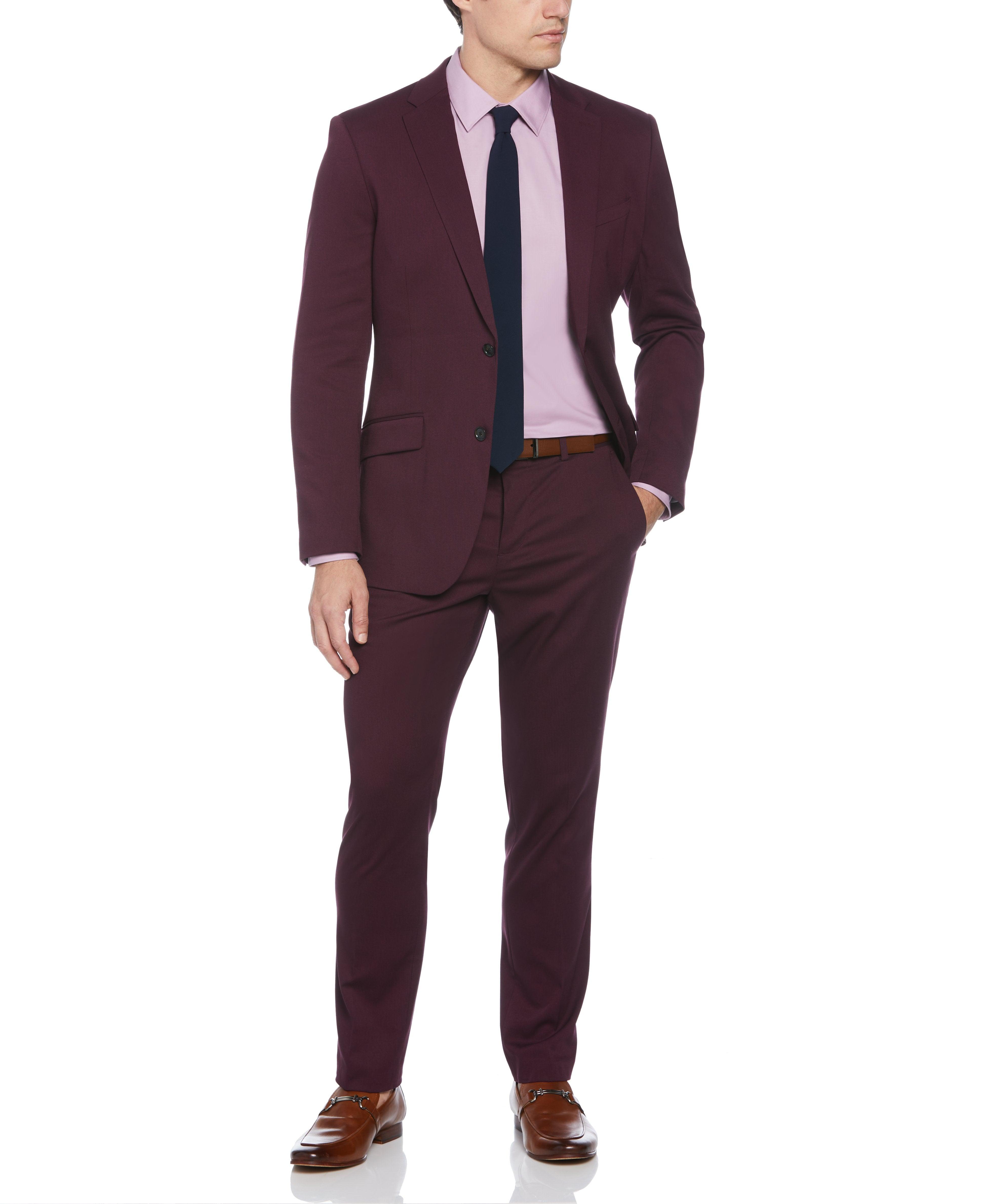 Perry Ellis Slim Fit Burgundy Performance Tech Suit in Red for Men | Lyst