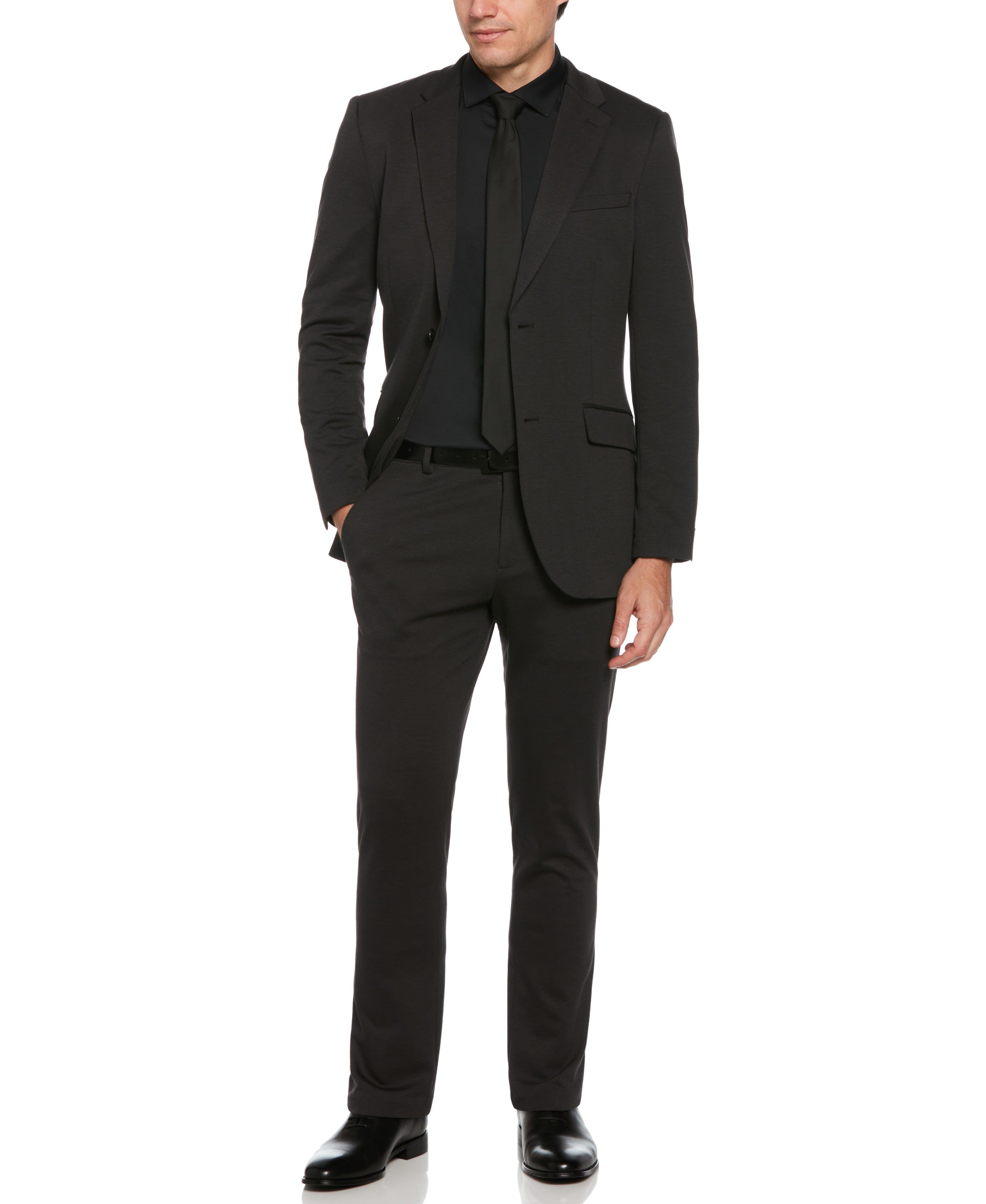 Perry Ellis Very Slim Fit Charcoal Neat Knit Suit in Black for Men | Lyst