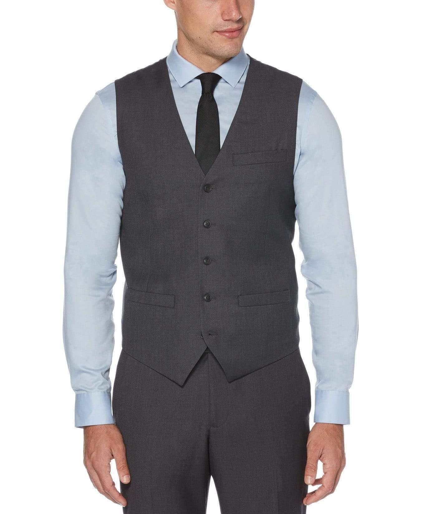 Perry Ellis Synthetic Solid Sharkskin Suit Vest in Charcoal Heather ...
