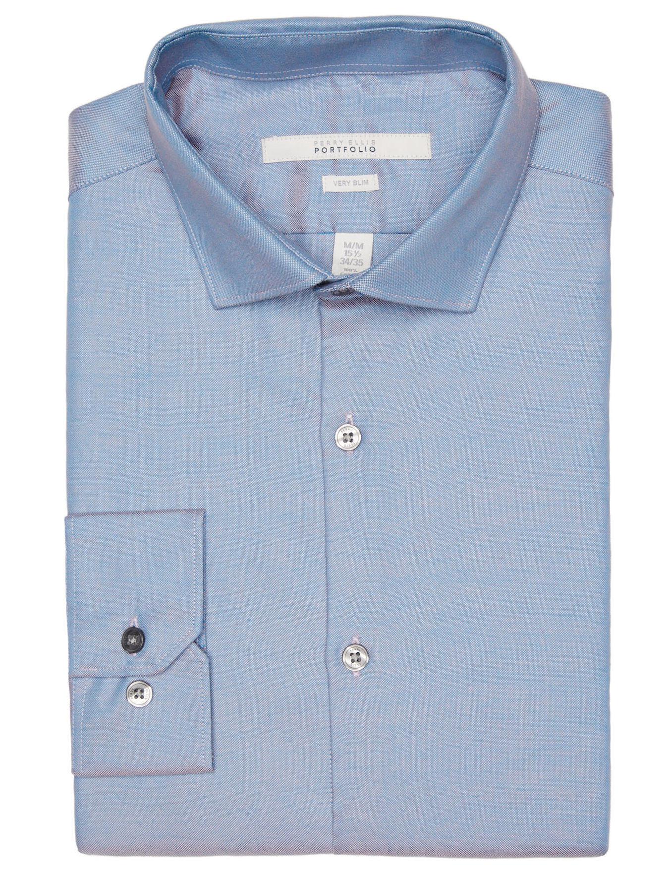 Perry Ellis Very Slim Fit Solid Iridescent Dress Shirt in Blue for Men ...