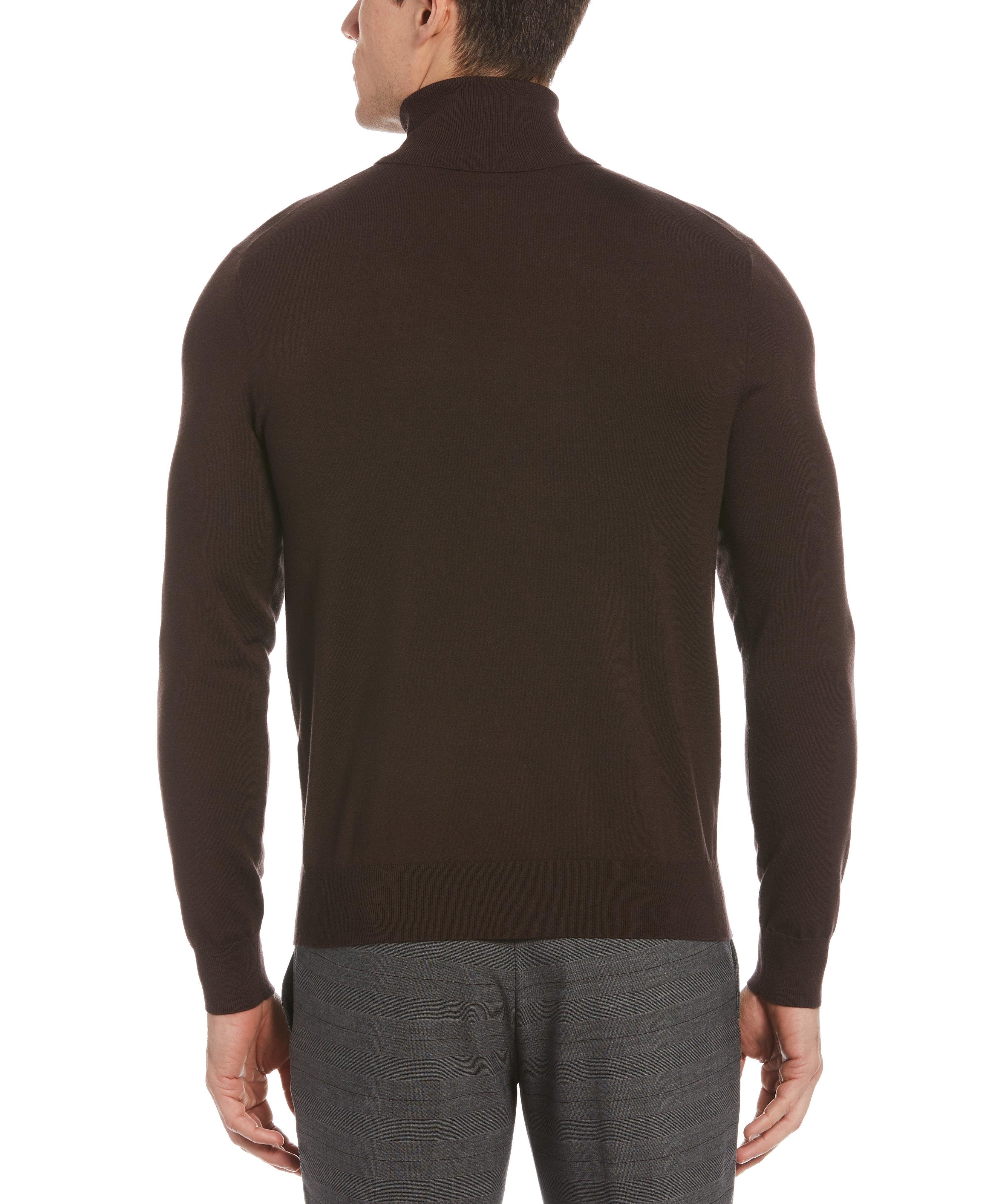 Perry Ellis Solid Tech Knit Turtleneck Sweater in Brown for Men | Lyst