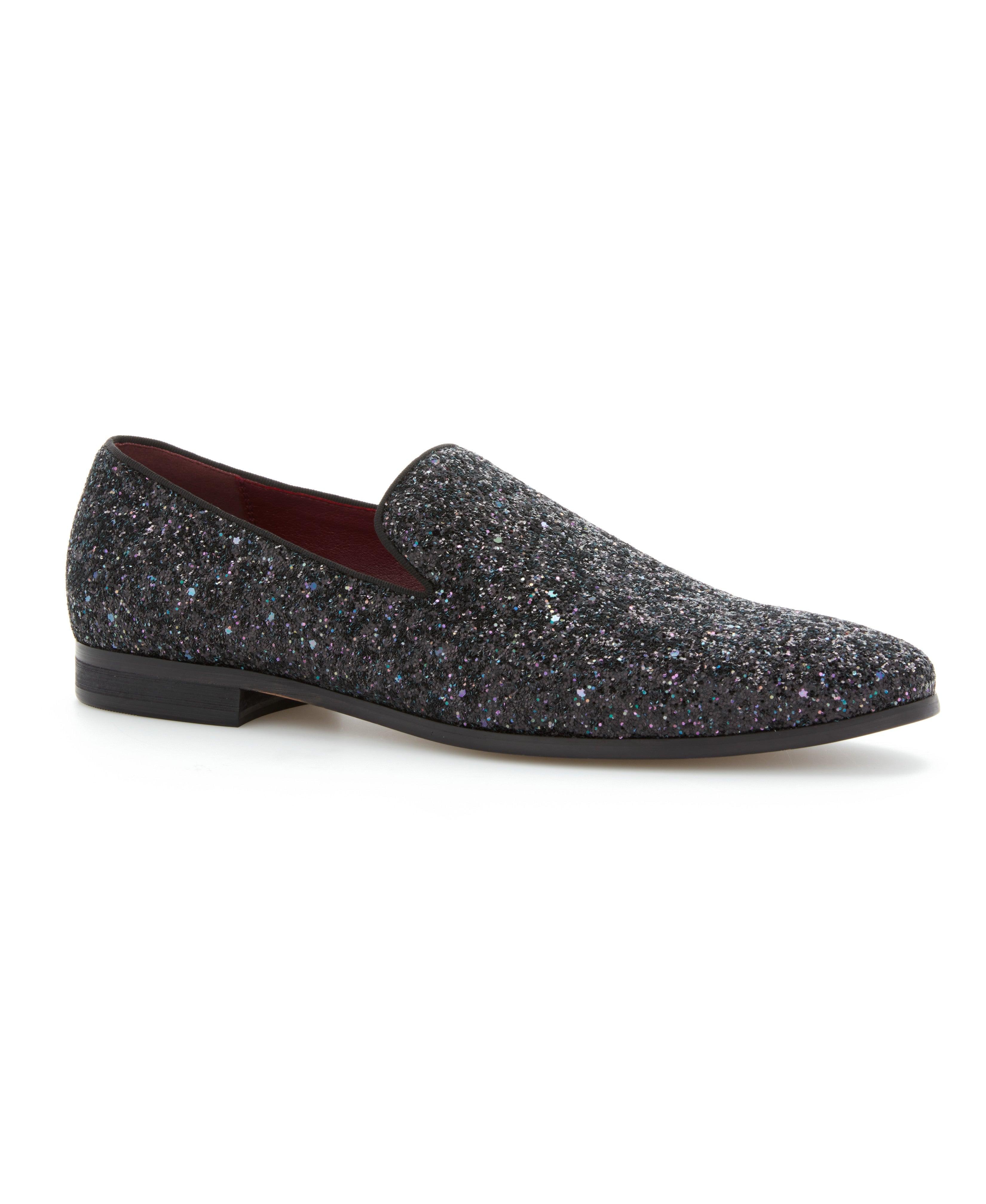 Perry Ellis Iridescent Glitter Loafers in Black for Men | Lyst
