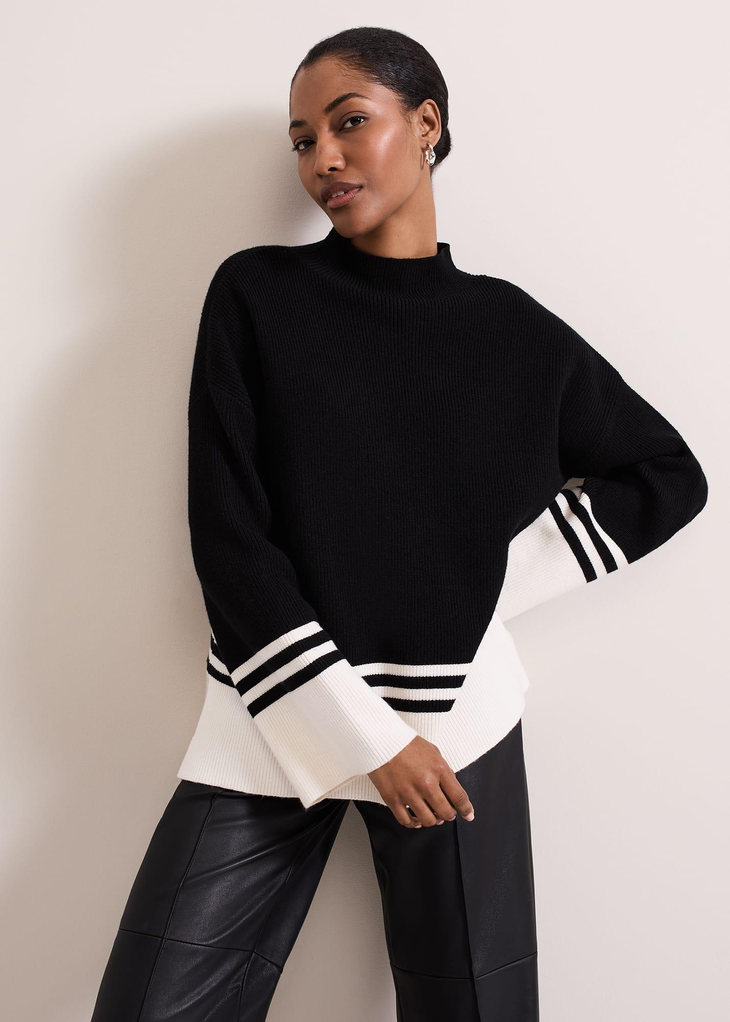 Phase Eight s Kayleigh Chunky Boxy Striped Jumper in Black Lyst UK