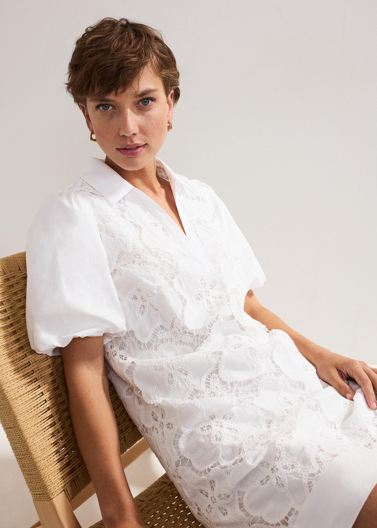 scalloped neck lace dress Long-Sleeve Lace Mermaid Fit-and-Flare Wedding Dress with Scalloped Ne   Think Bridal