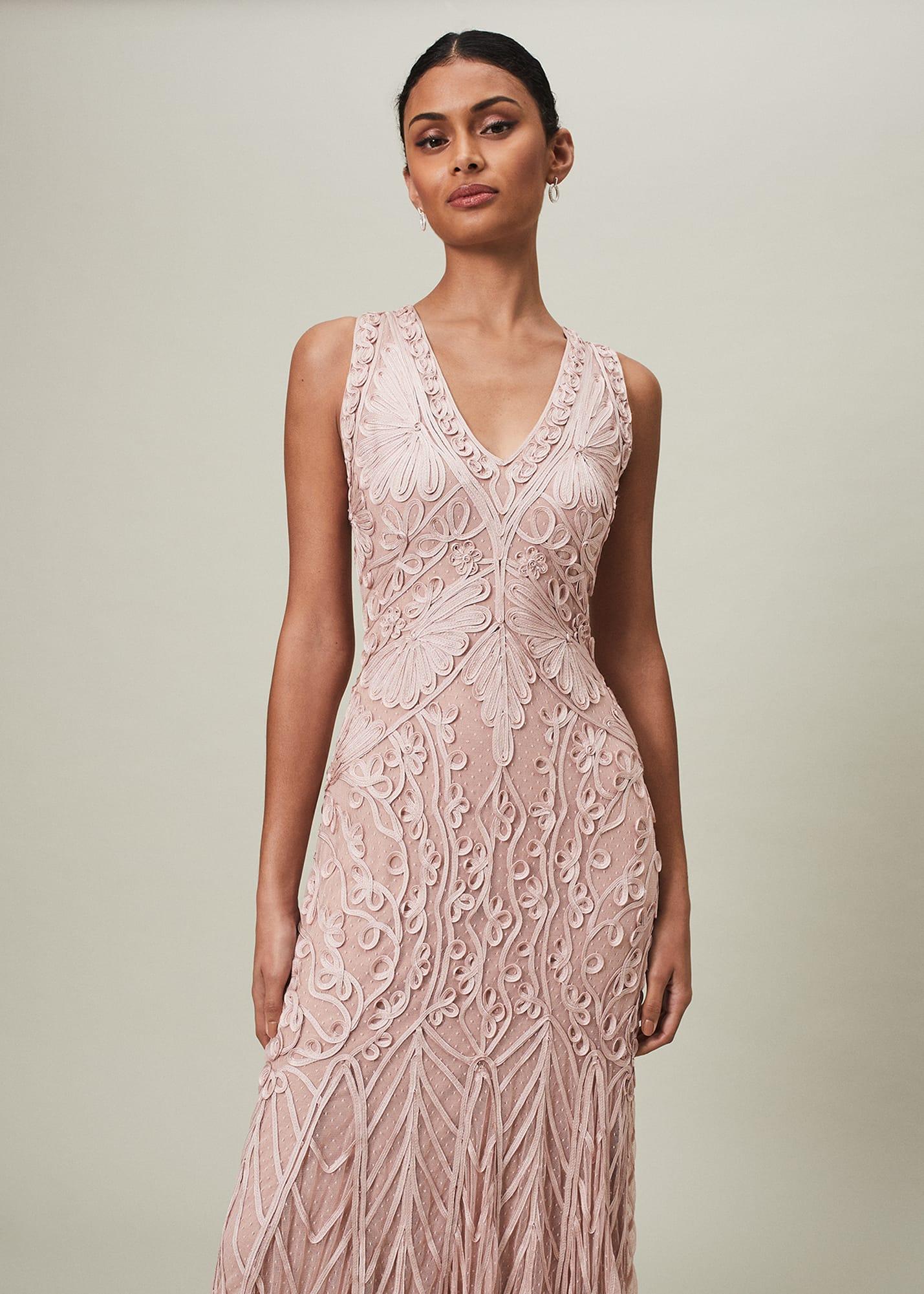 Forever and always blush pink lace maxi dress top