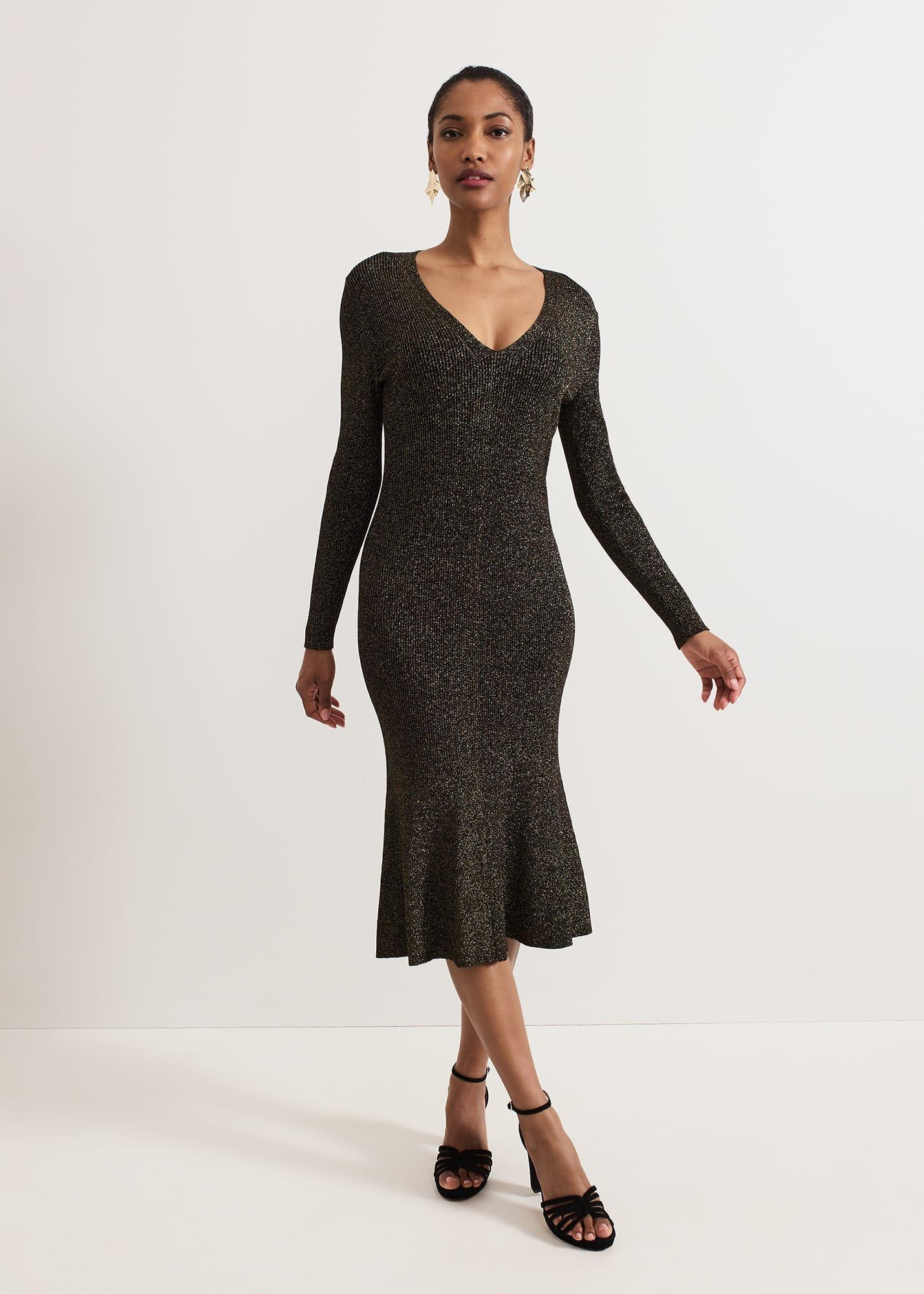 Phase Eight s Tillie Lurex Flippy Hem Dress in Black Lyst UK