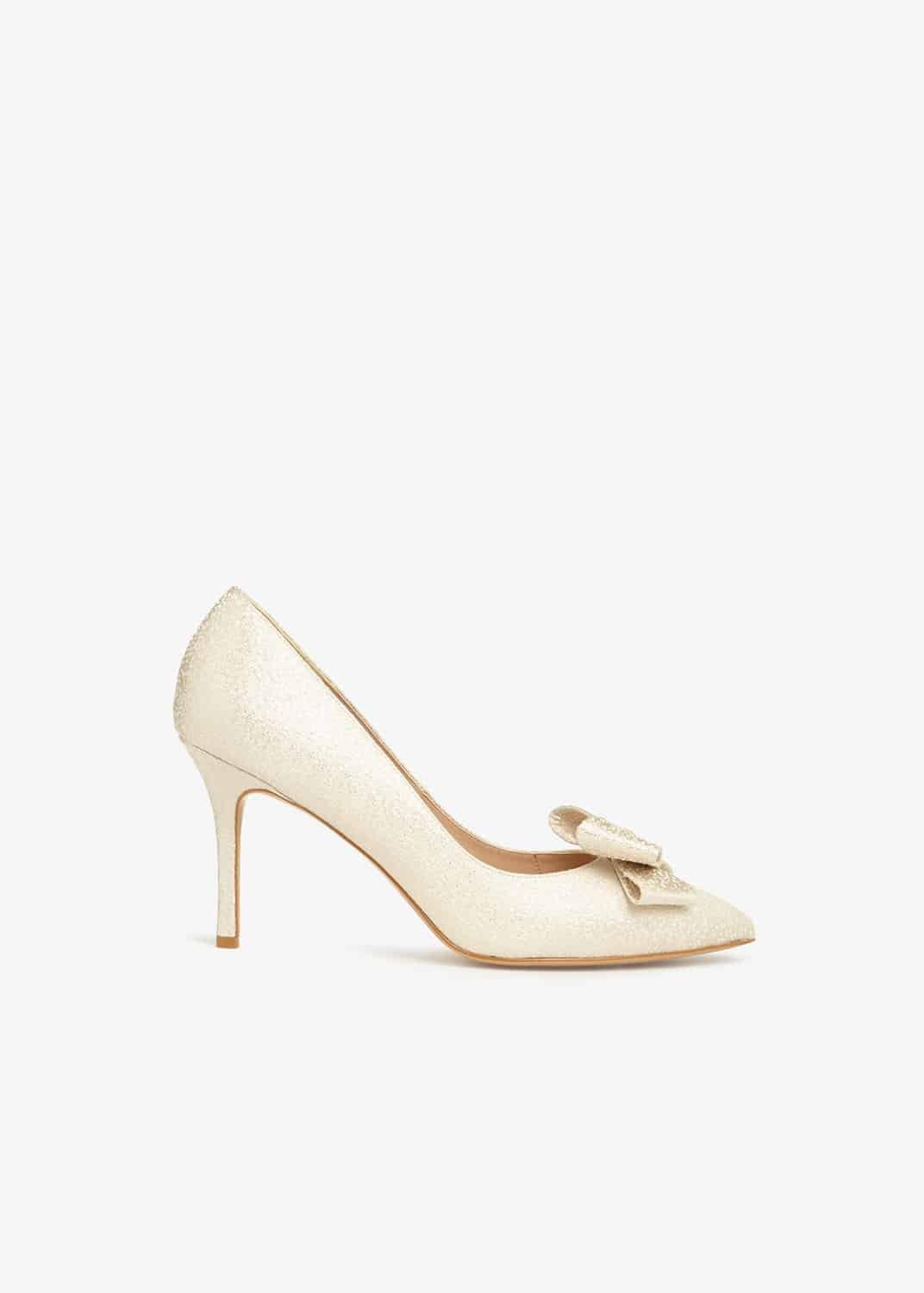 Phase Eight 's Ariel Metallic Bow Pointed Court Shoes in White | Lyst UK