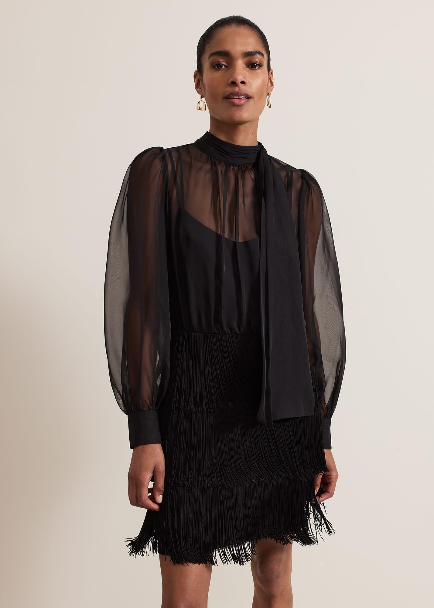 Phase Eight s Felicity Black Fringe Skirt Dress Lyst UK