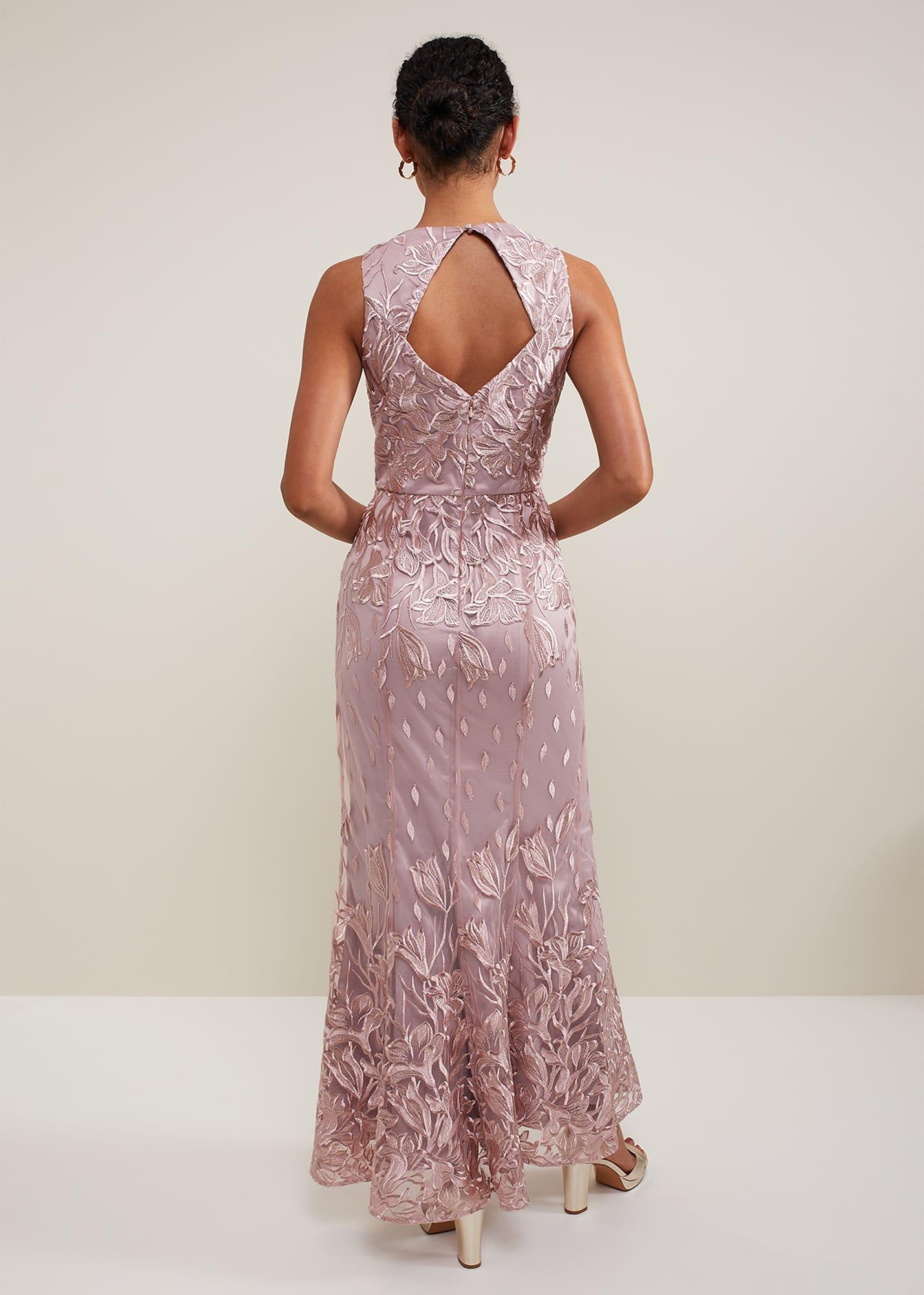 Phase Eight Jaclyn Embroidered Maxi Dress in Pink