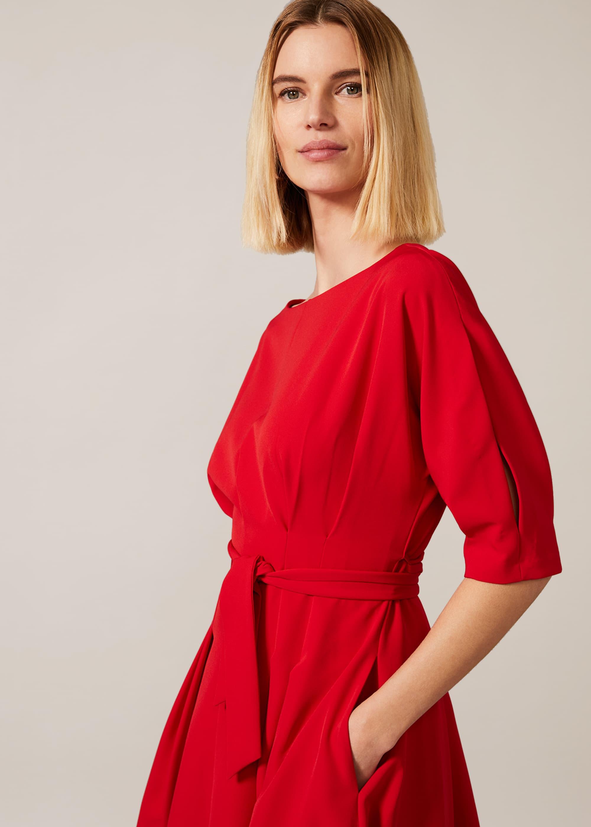 Phase Eight Synthetic Cleo Tie Waist Dress in Scarlet (Red) | Lyst UK