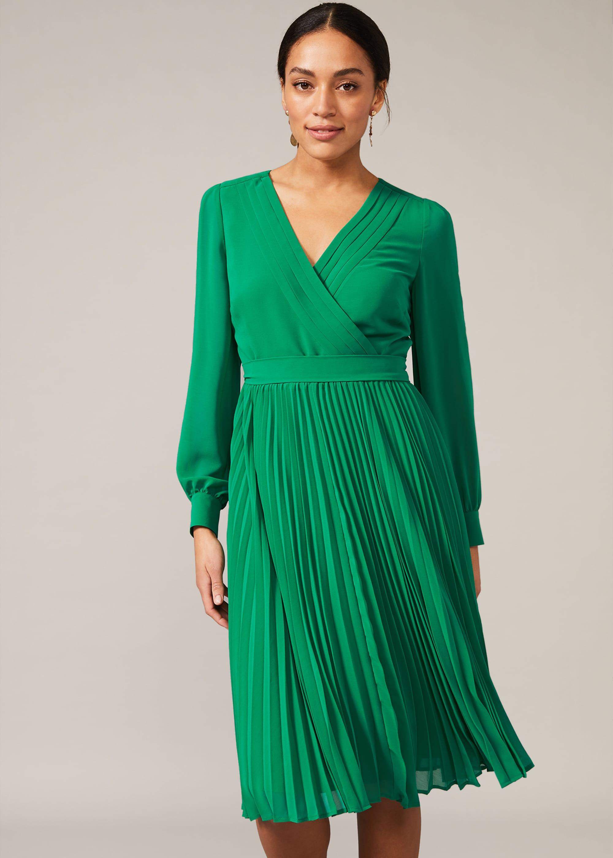 Phase Eight Isadora Pleated Wrap Dress in Green | Lyst UK