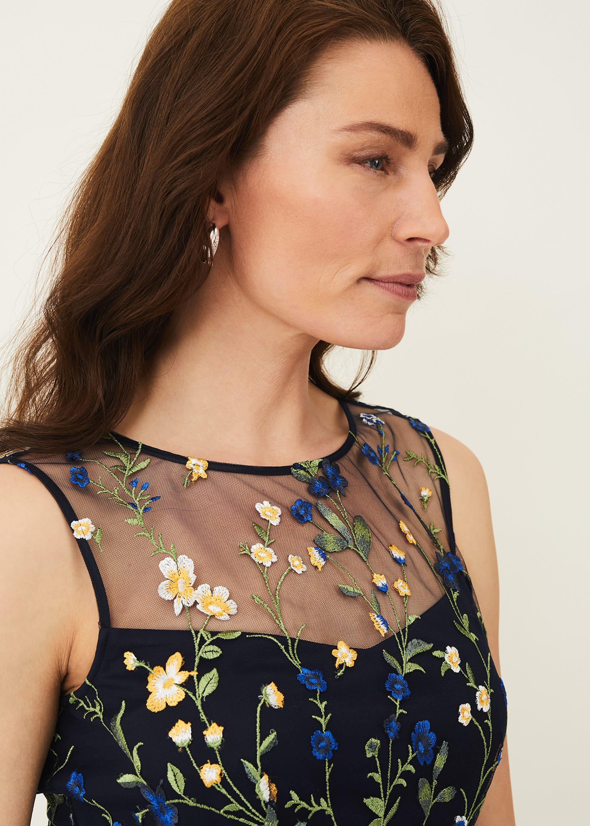 Phase eight peacock felice embroidered dress cheap