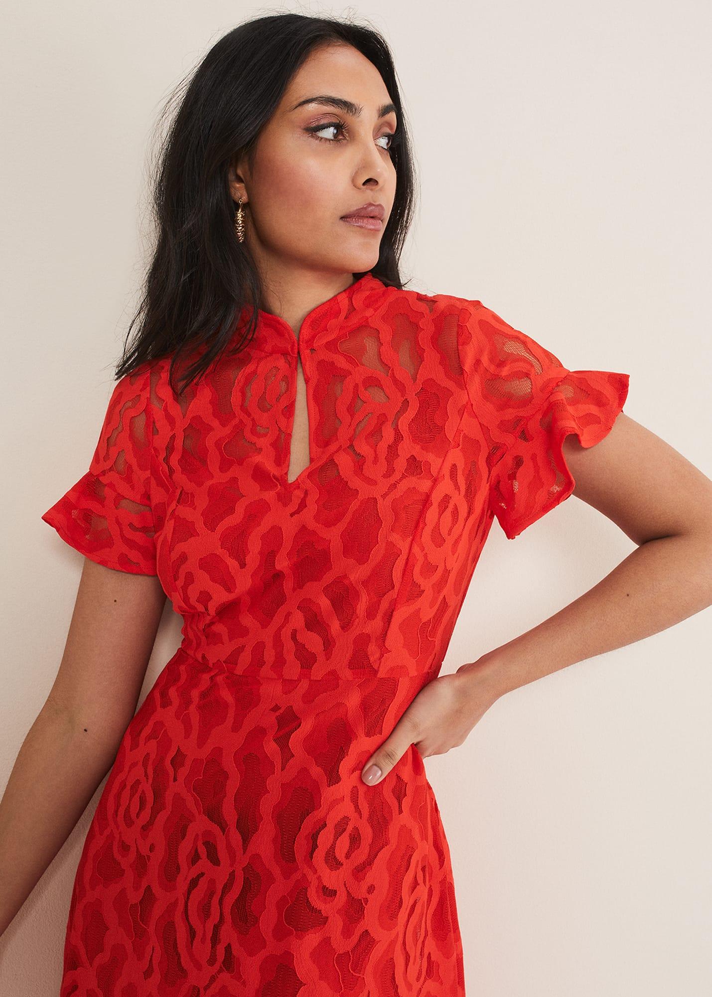 Phase Eight s Petite Lulu Lace Midi Dress in Red Lyst UK