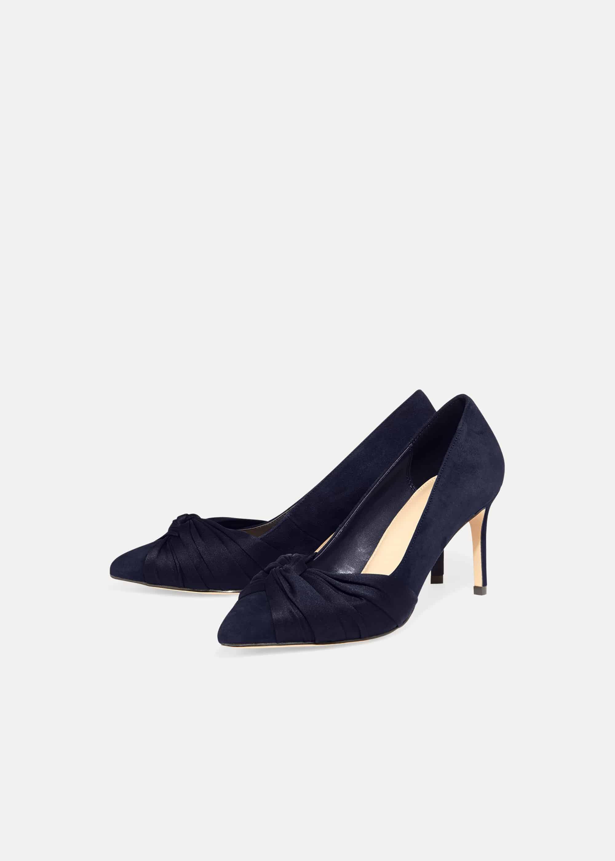 Phase Eight Leather Kendal Knot Front Pointed Court Shoes in Navy (Blue ...