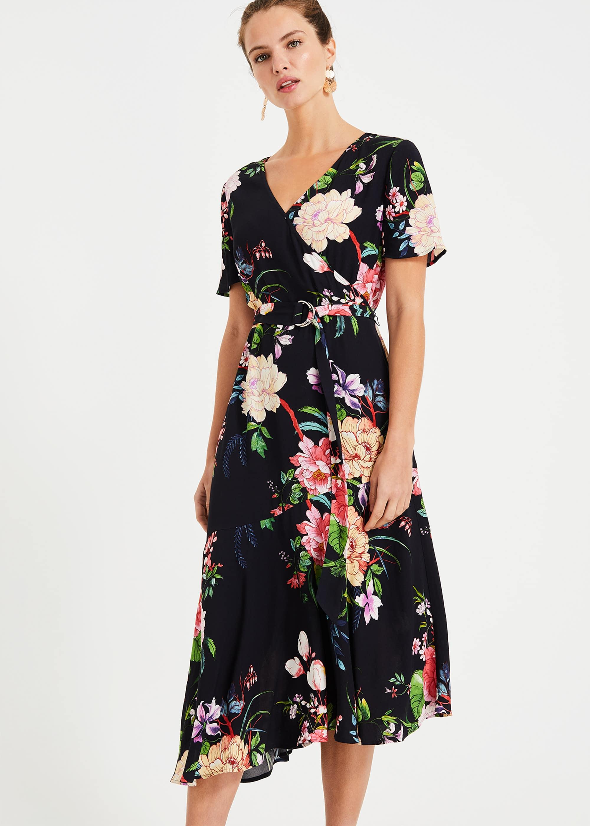 Phase Eight Synthetic 's Evadine-rose Print Dress in Navy/Black (Black) -  Lyst
