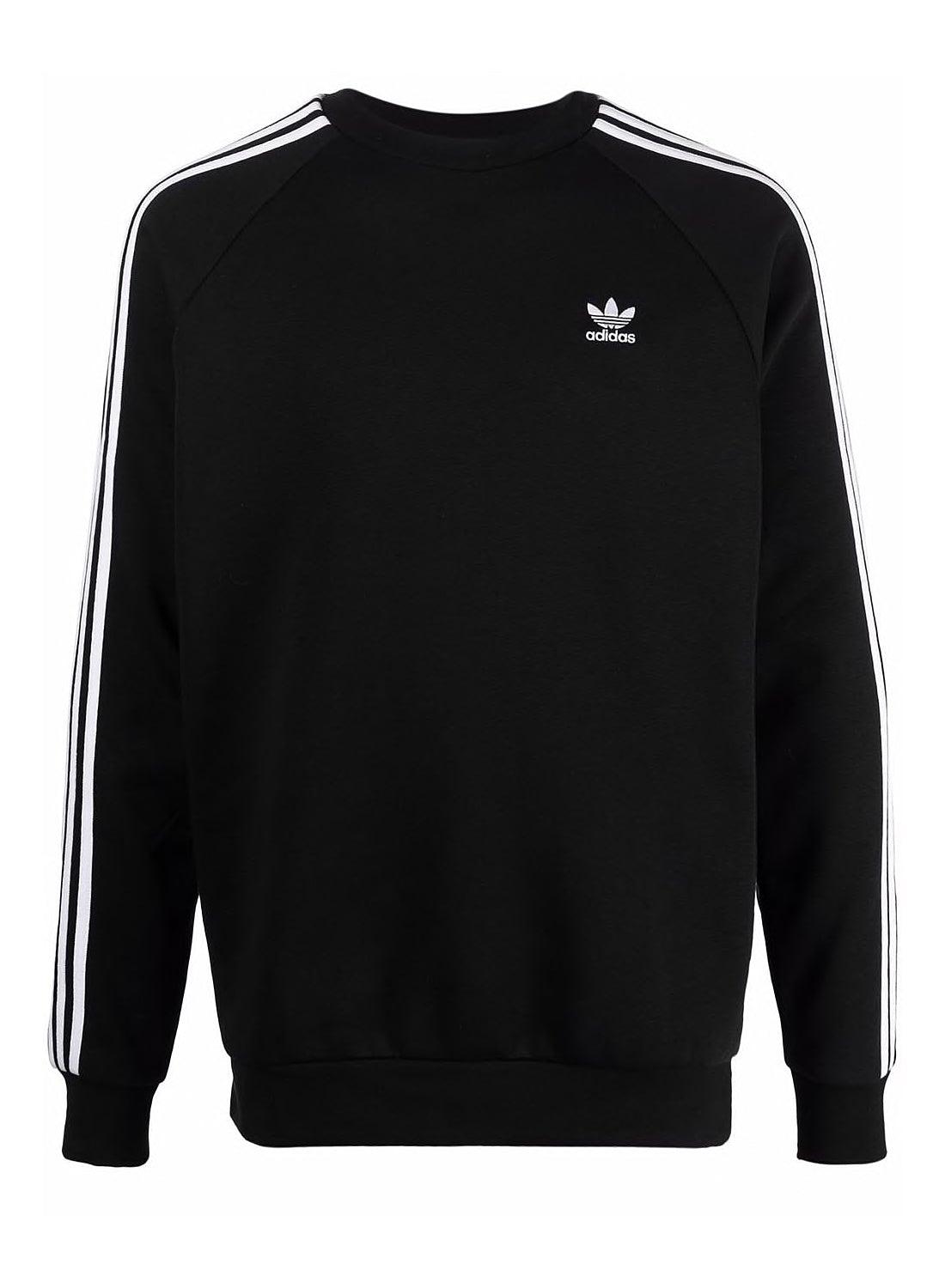 adidas originals adicolor three stripe crew neck sweat in black