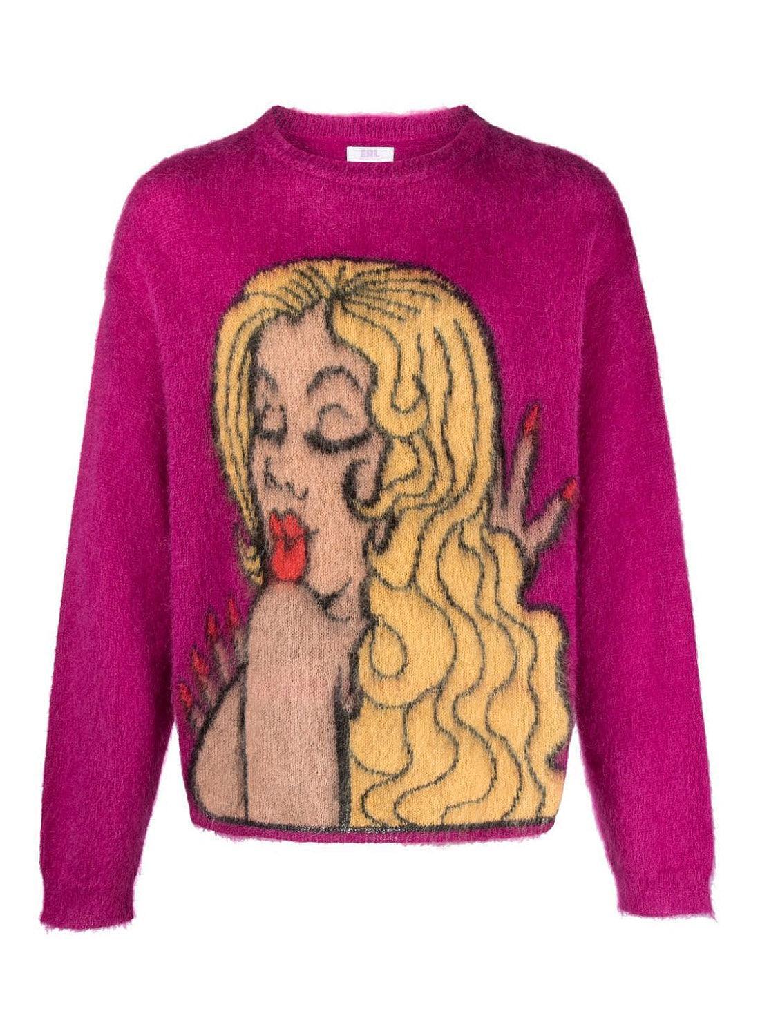 ERL Unisex Kiss Mohair Intarsia Sweater in Pink for Men Lyst