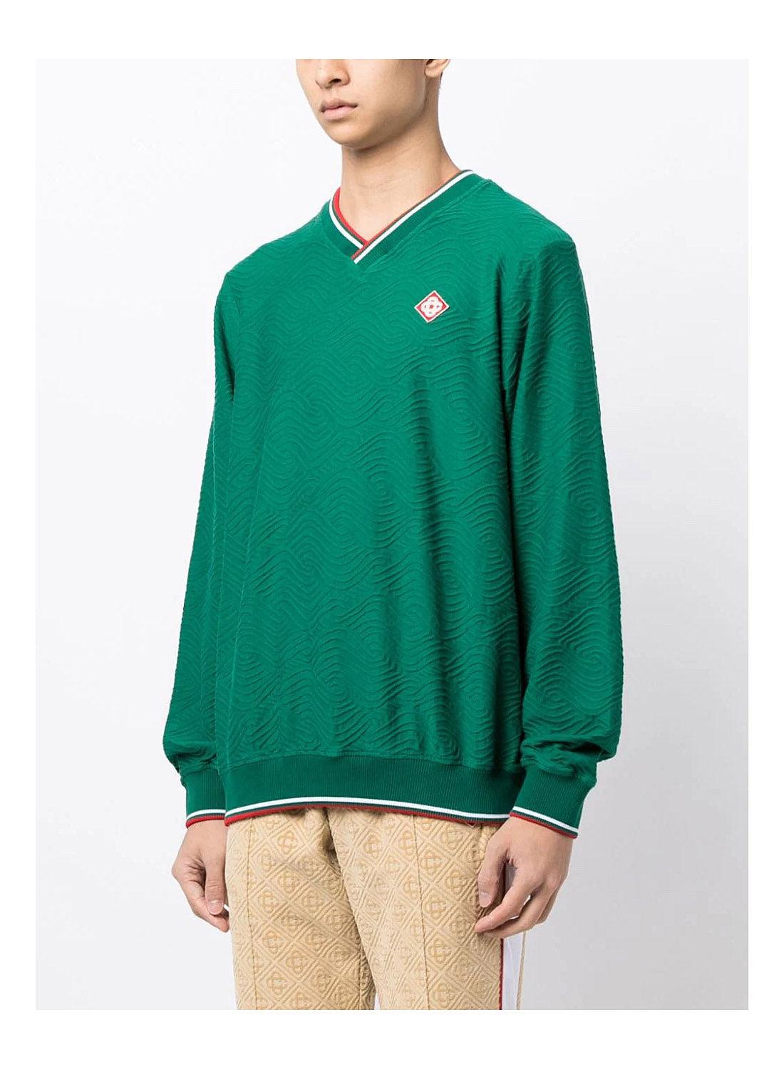 CASABLANCA 3d Wave V-neck Logo Sweatshirt in Green for Men | Lyst