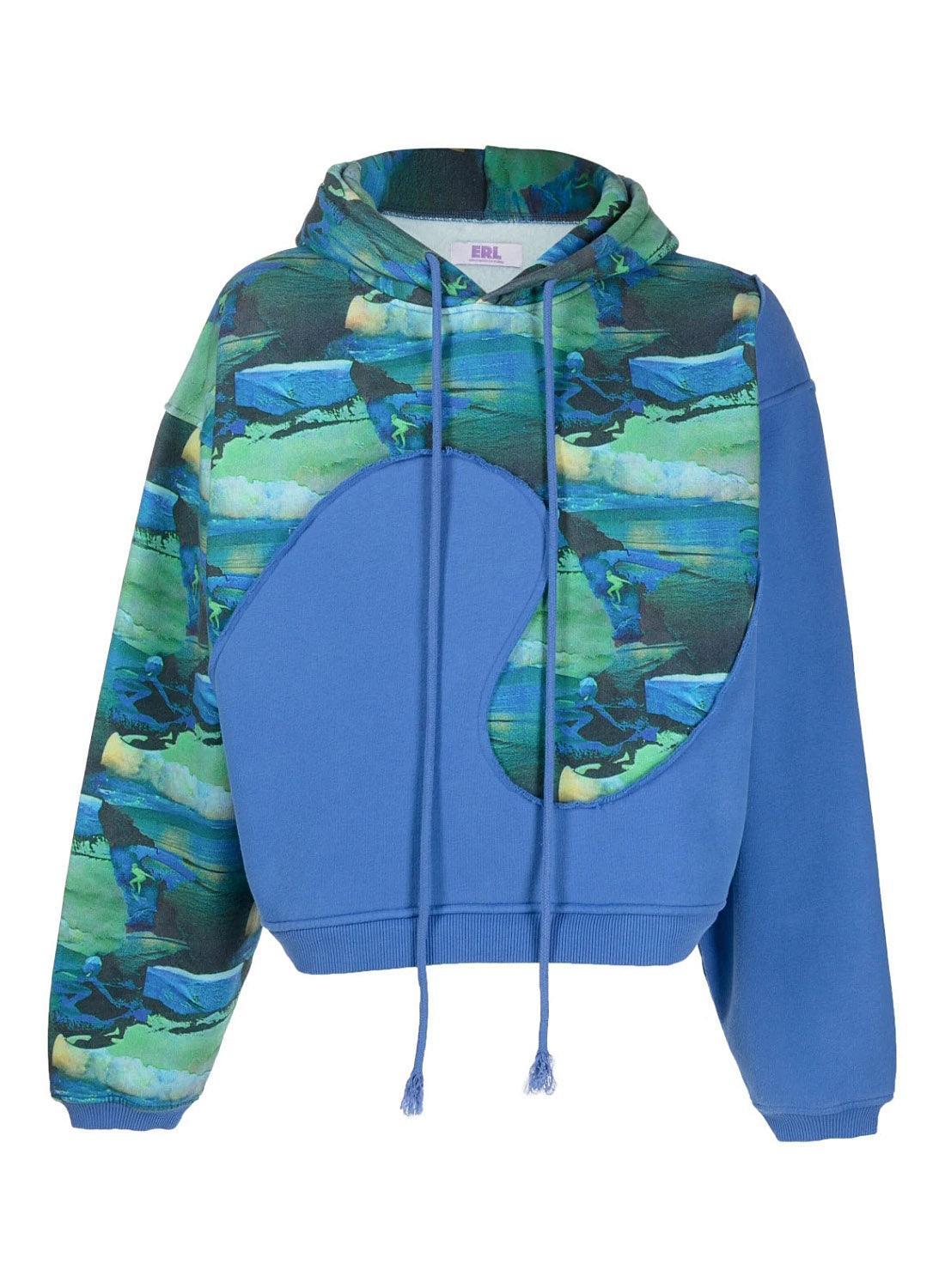 ERL Fleece Hoodie in Blue for Men | Lyst