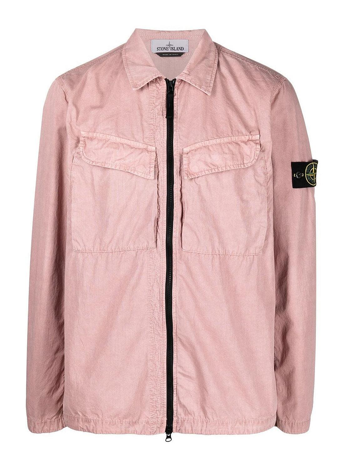 Stone Island Brushed Cotton Canvas, Garment Dyed 'old' Effect Overshirt in  Pink for Men | Lyst