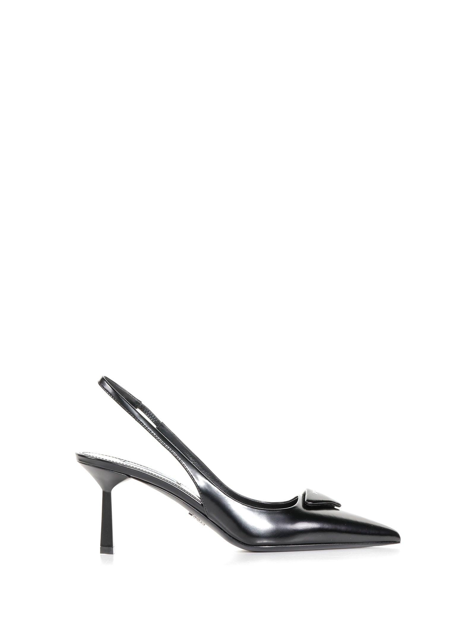 Prada Slingback Décolleté With Logo in White | Lyst