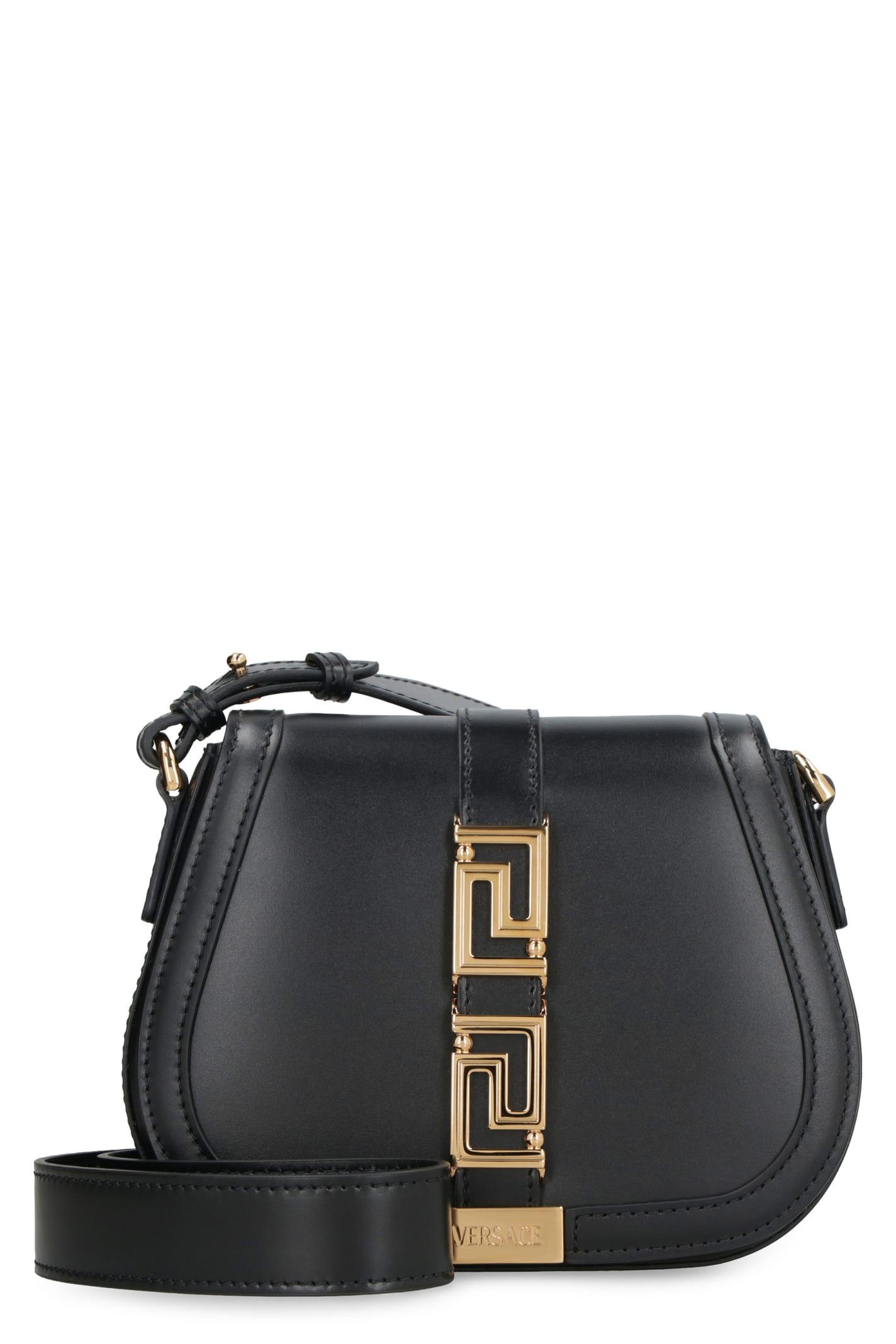Versace Greca Goddess Leather Shoulder Bag in Black | Lyst