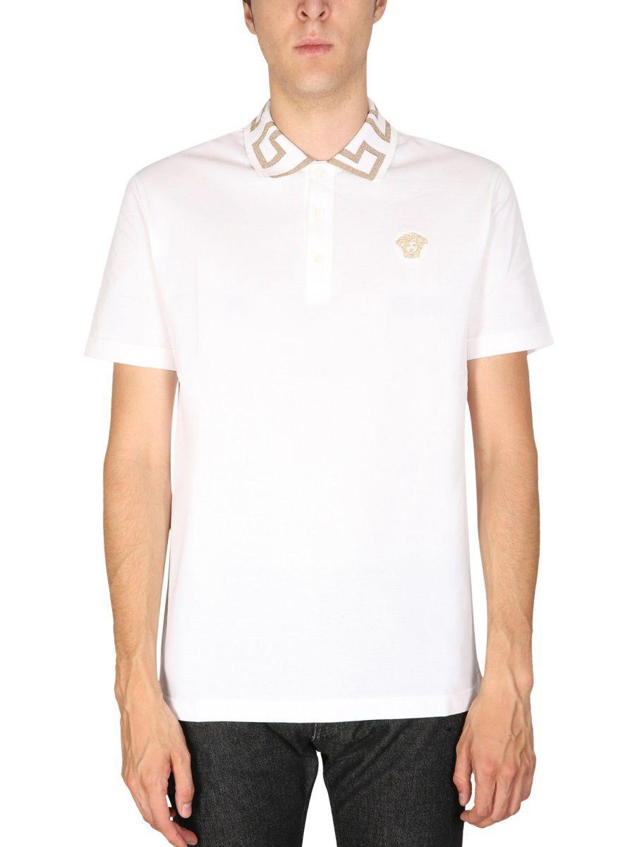 Versace Polo Shirt With Greek Pattern in White for Men | Lyst UK