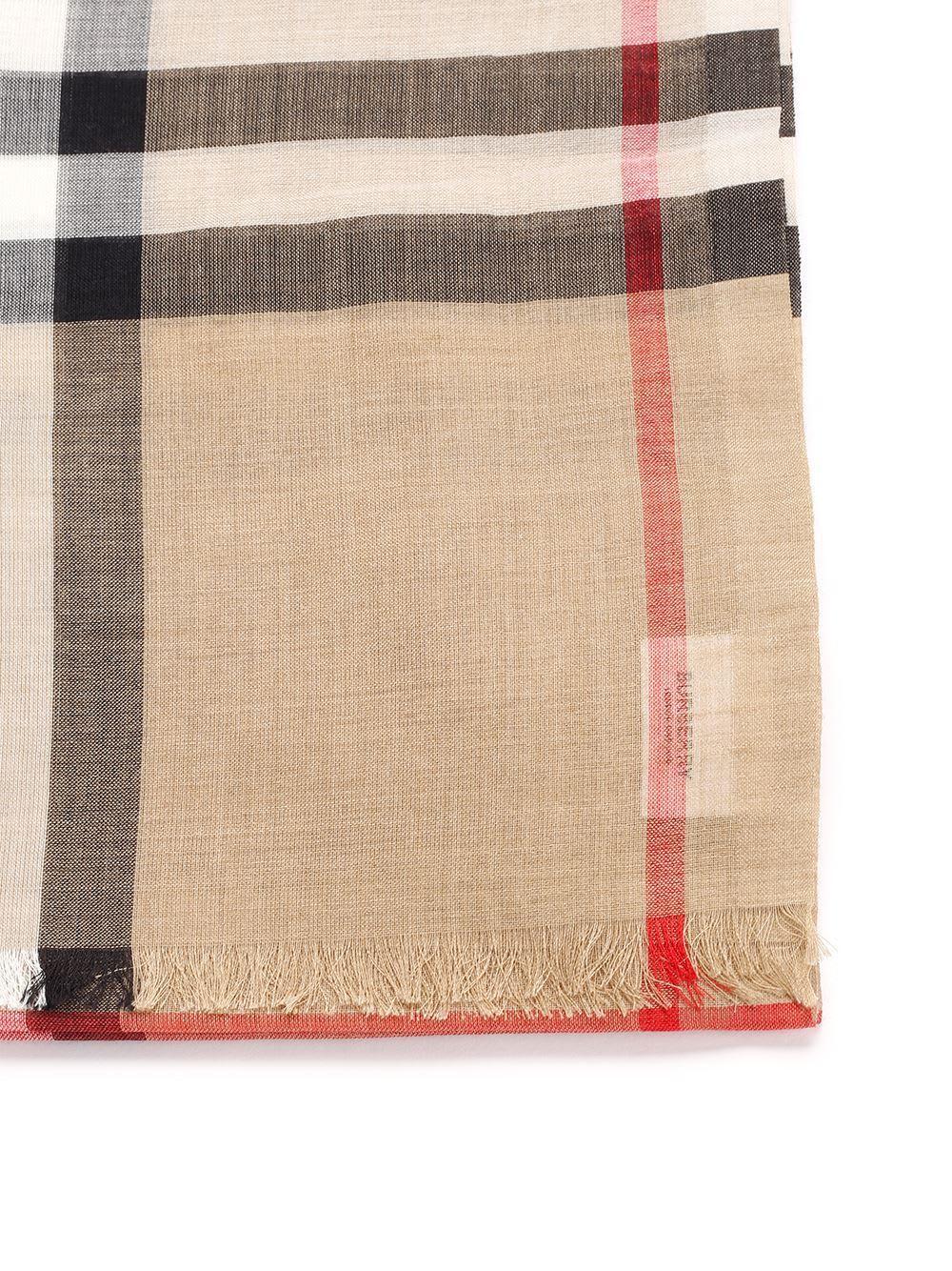 Burberry Large TB Monogram Stripe Wool & Silk Gauze Scarf Archive Beige