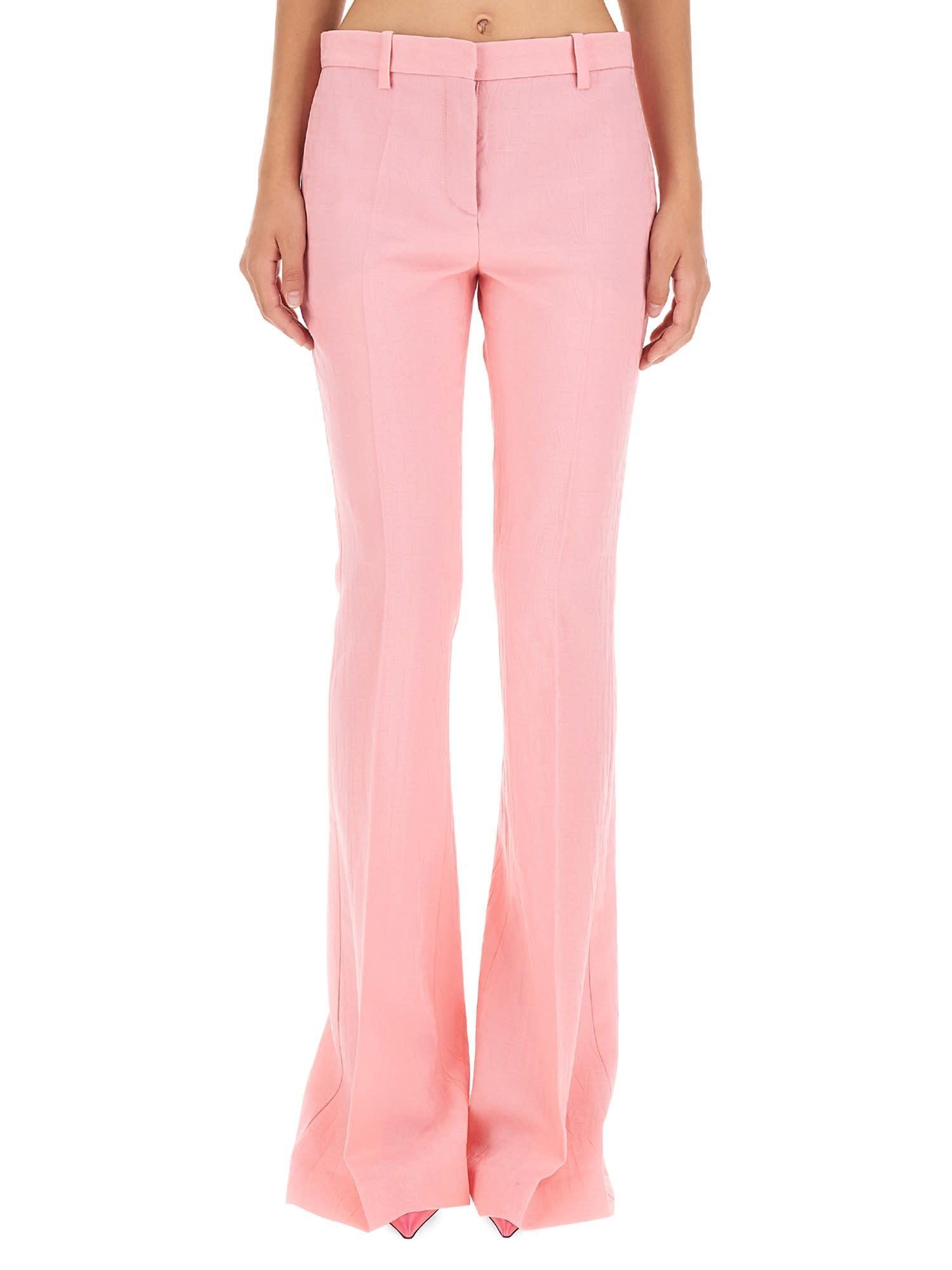 La Greca high-rise flared pants in pink - Versace