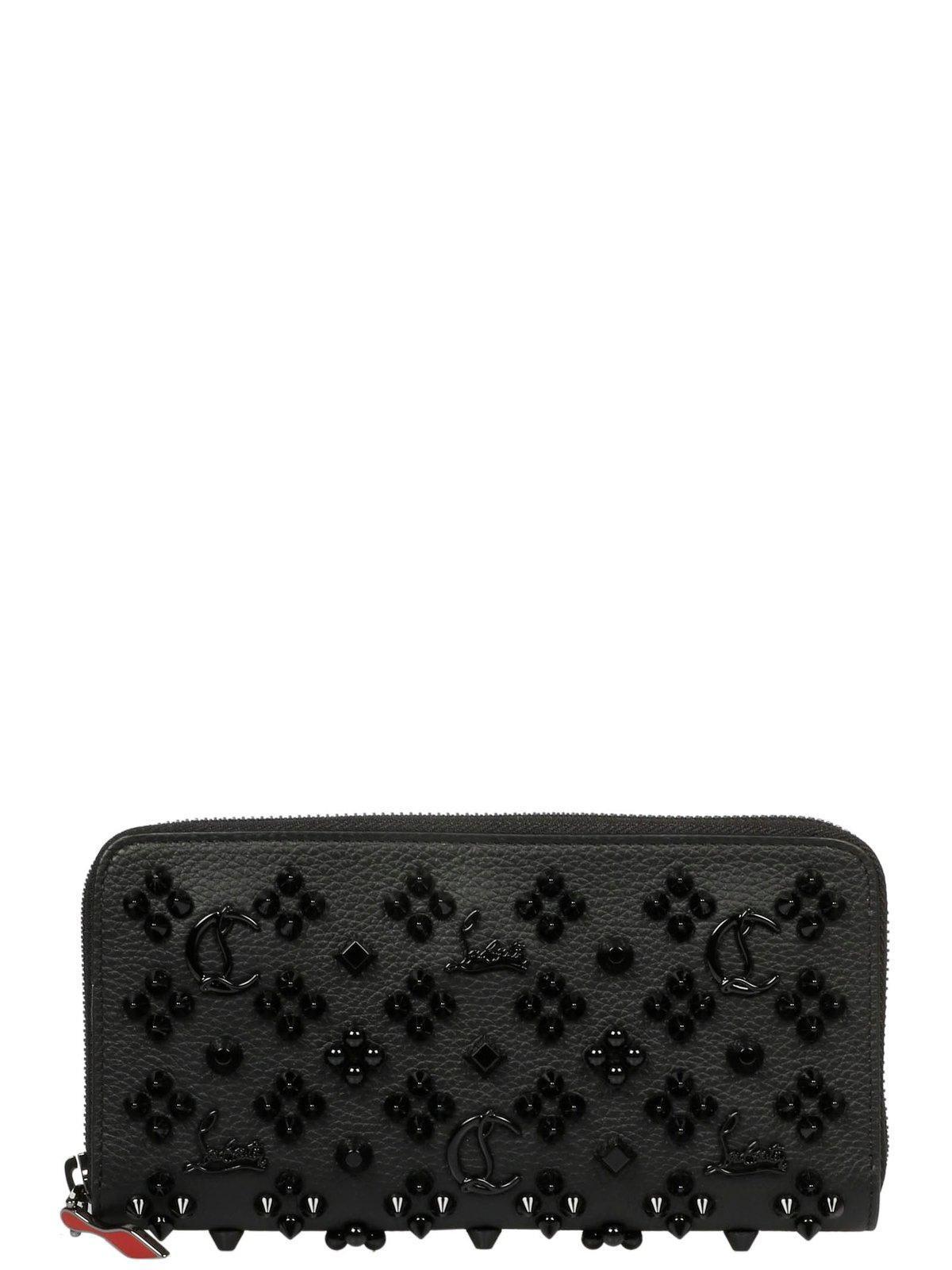 Christian Louboutin Panettone Studded Zip-around Wallet in Black
