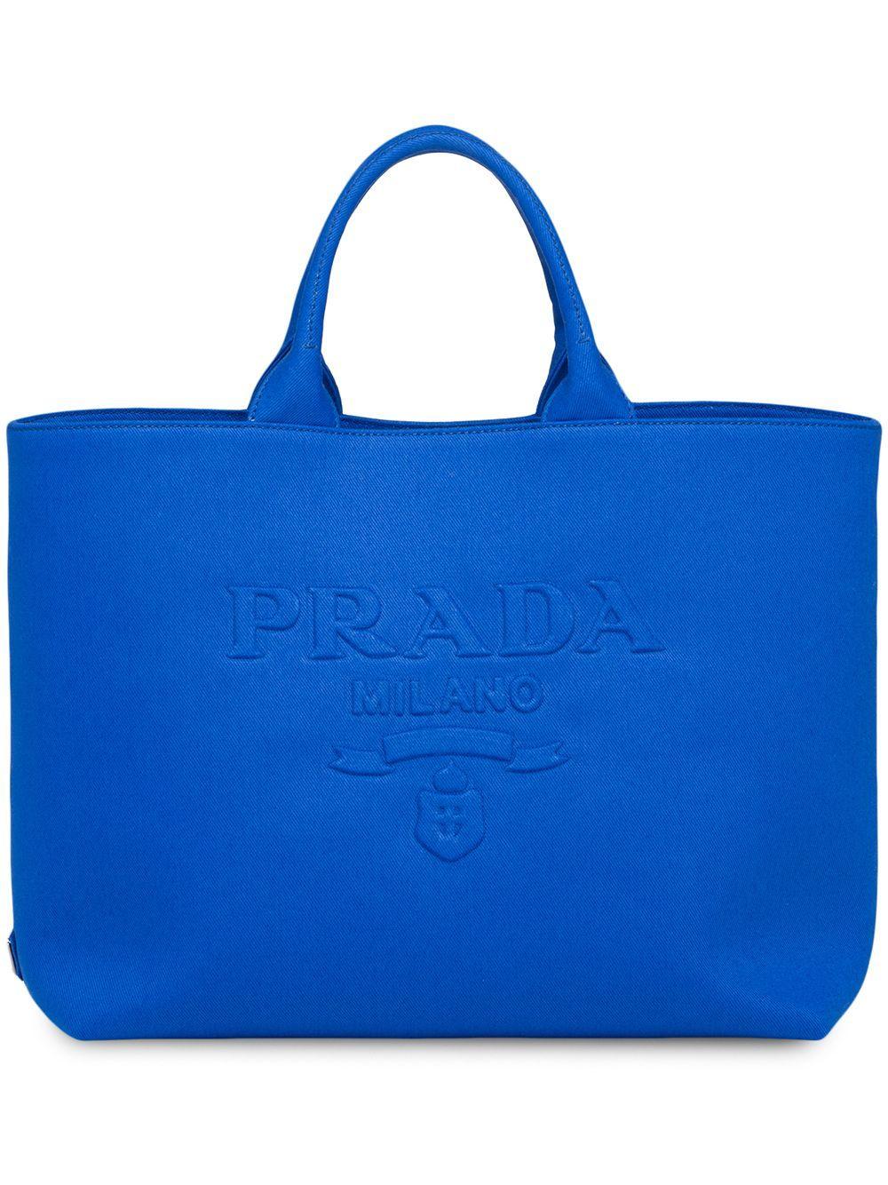 PRADA Blue Canapa Canvas PM Hand Bag 197 – LuxuryPromise