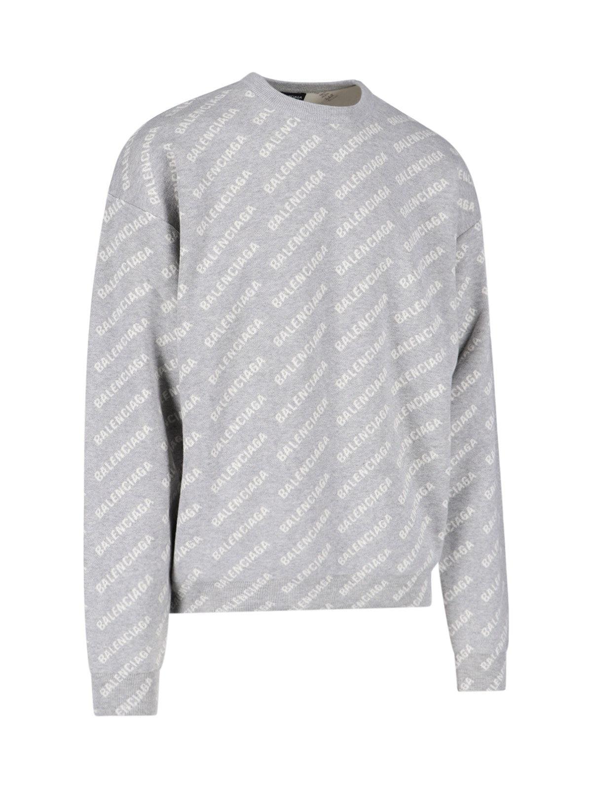 Balenciaga All-over Logo Sweater in Gray