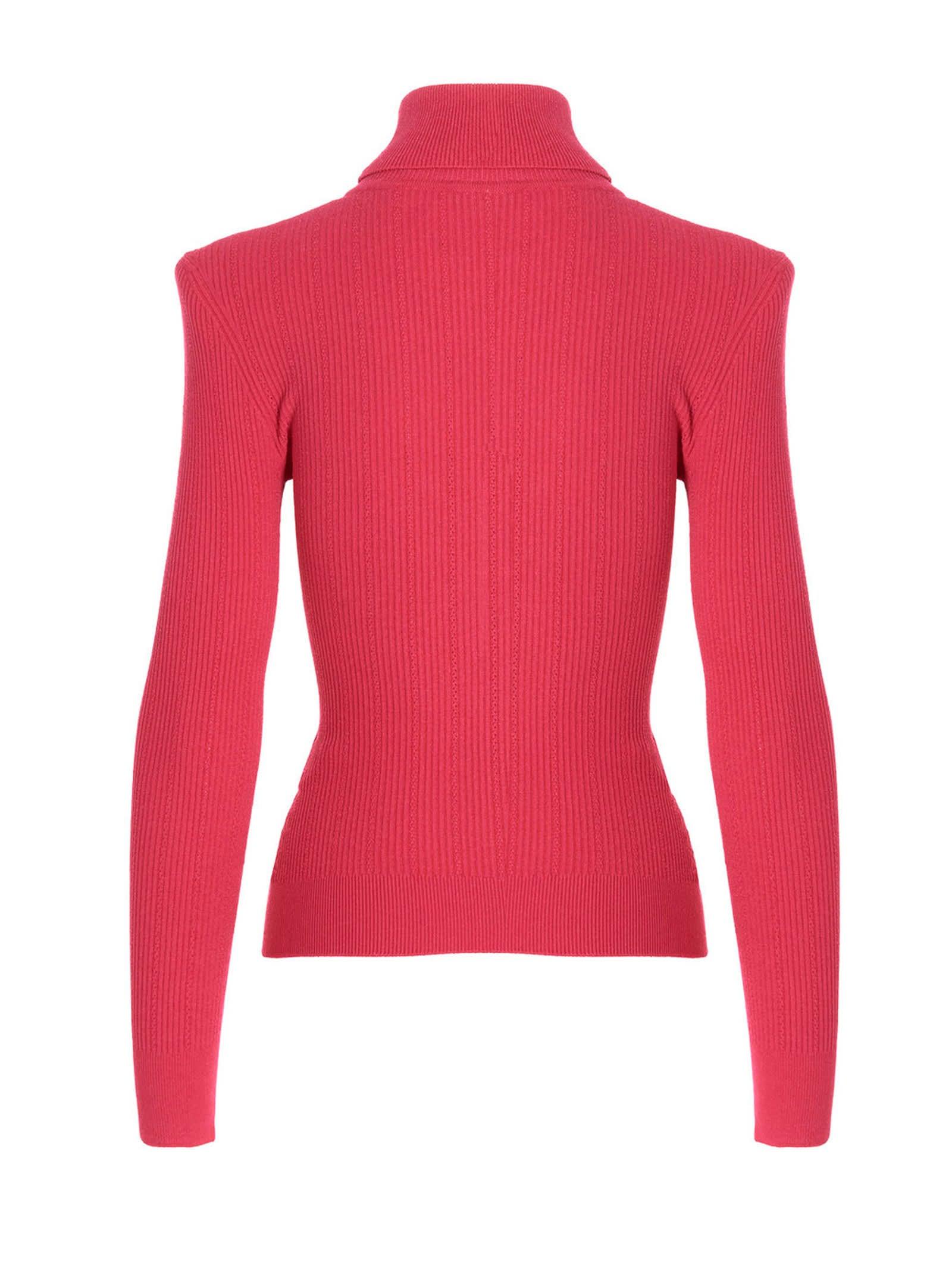 Button Ribbed Turtleneck Sweater 