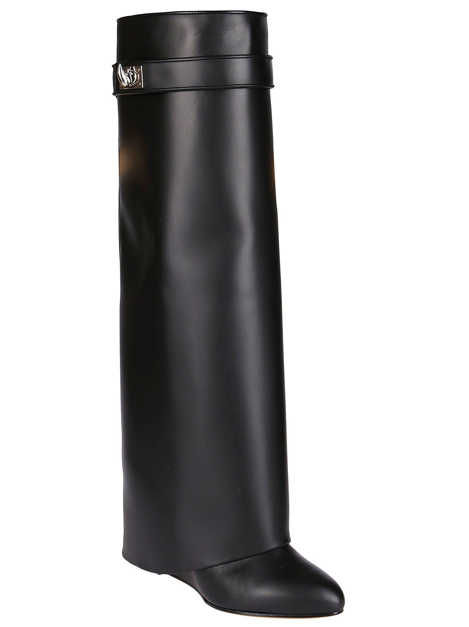 Givenchy Black Leather Shark Lock Boots | Lyst