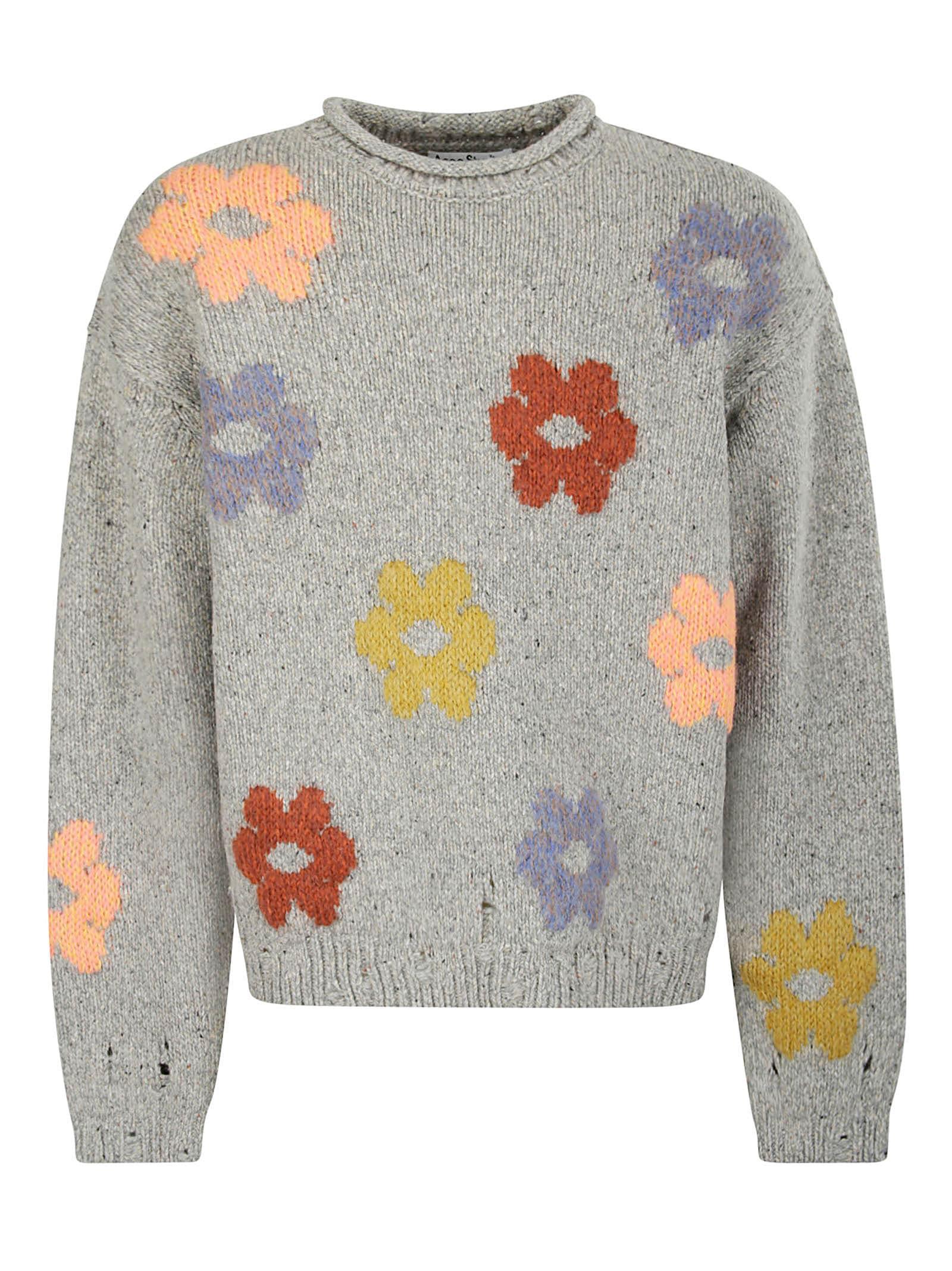 Acne Studios Kilcarra Naïve Flower Knit in Gray for Men | Lyst