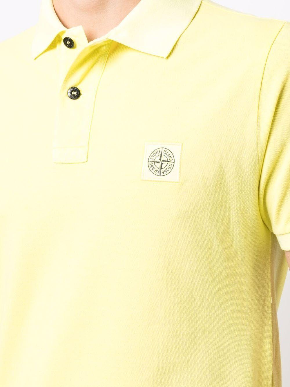 Stone Island Cotton Polo Con Logo in Yellow for Men - Save 19% | Lyst