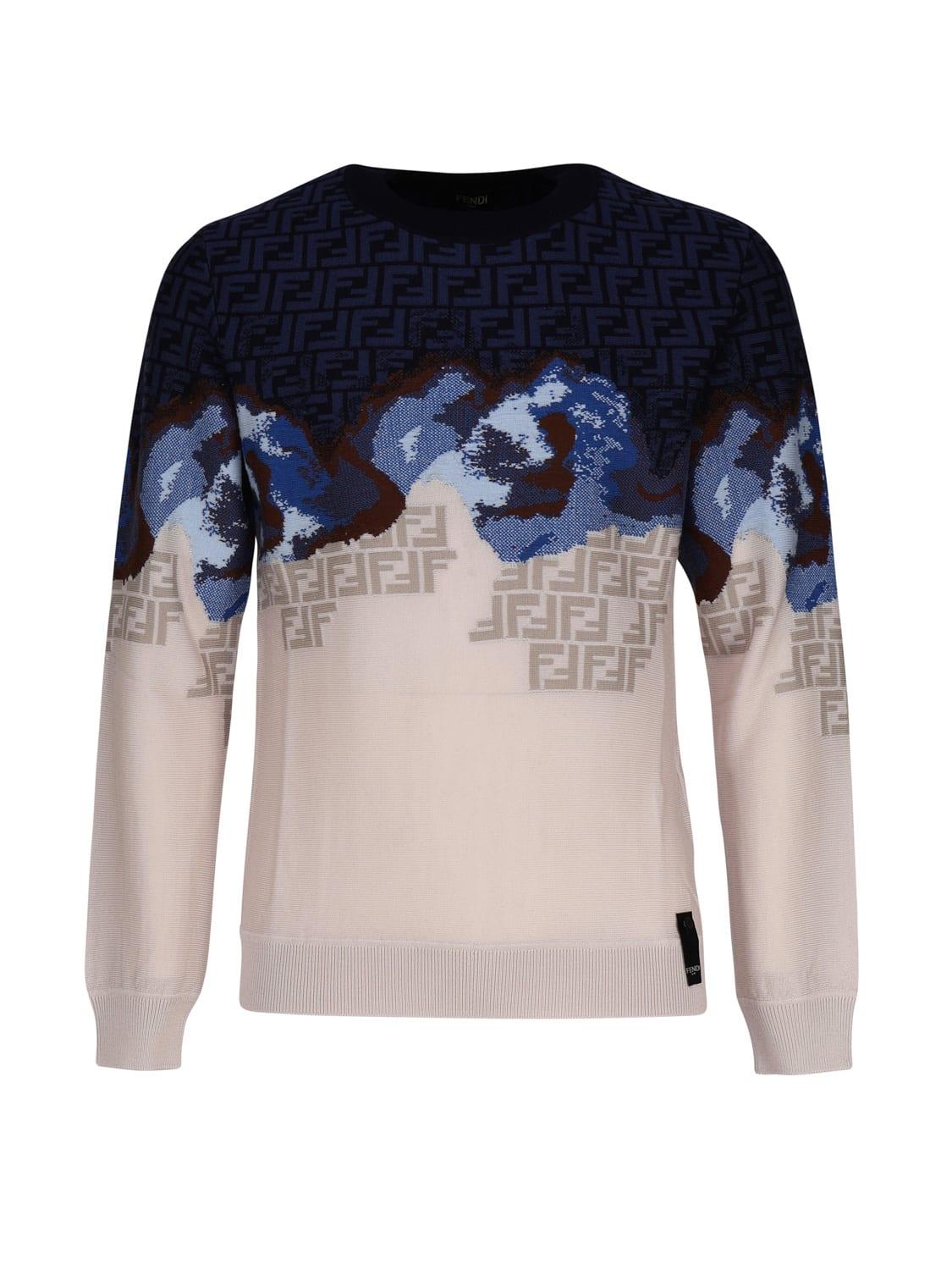 Fendi Multicolor Wool Pullover in Blue for Men | Lyst