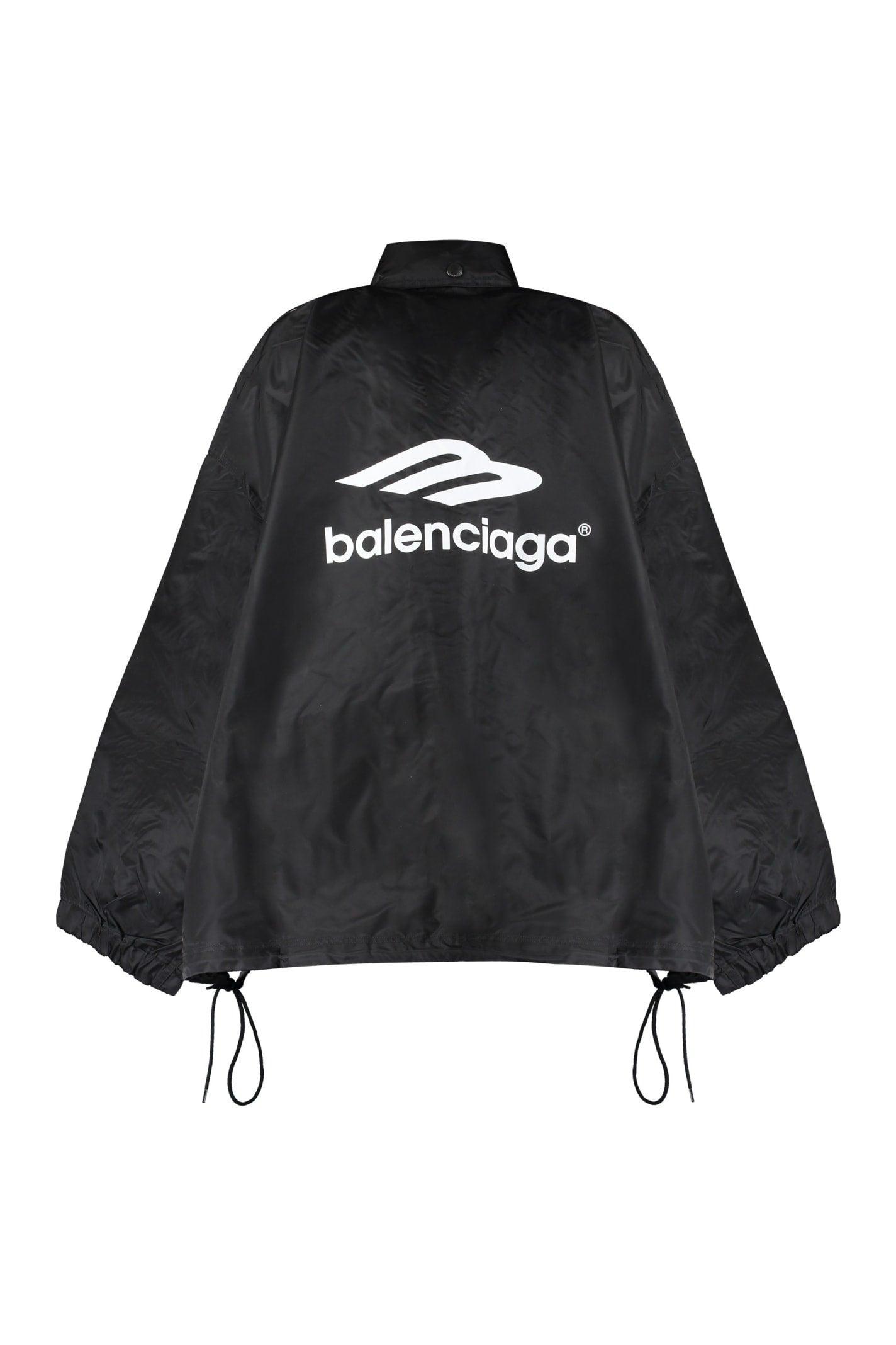 Balenciaga Logo Embroidery Windbreaker in Black Lyst