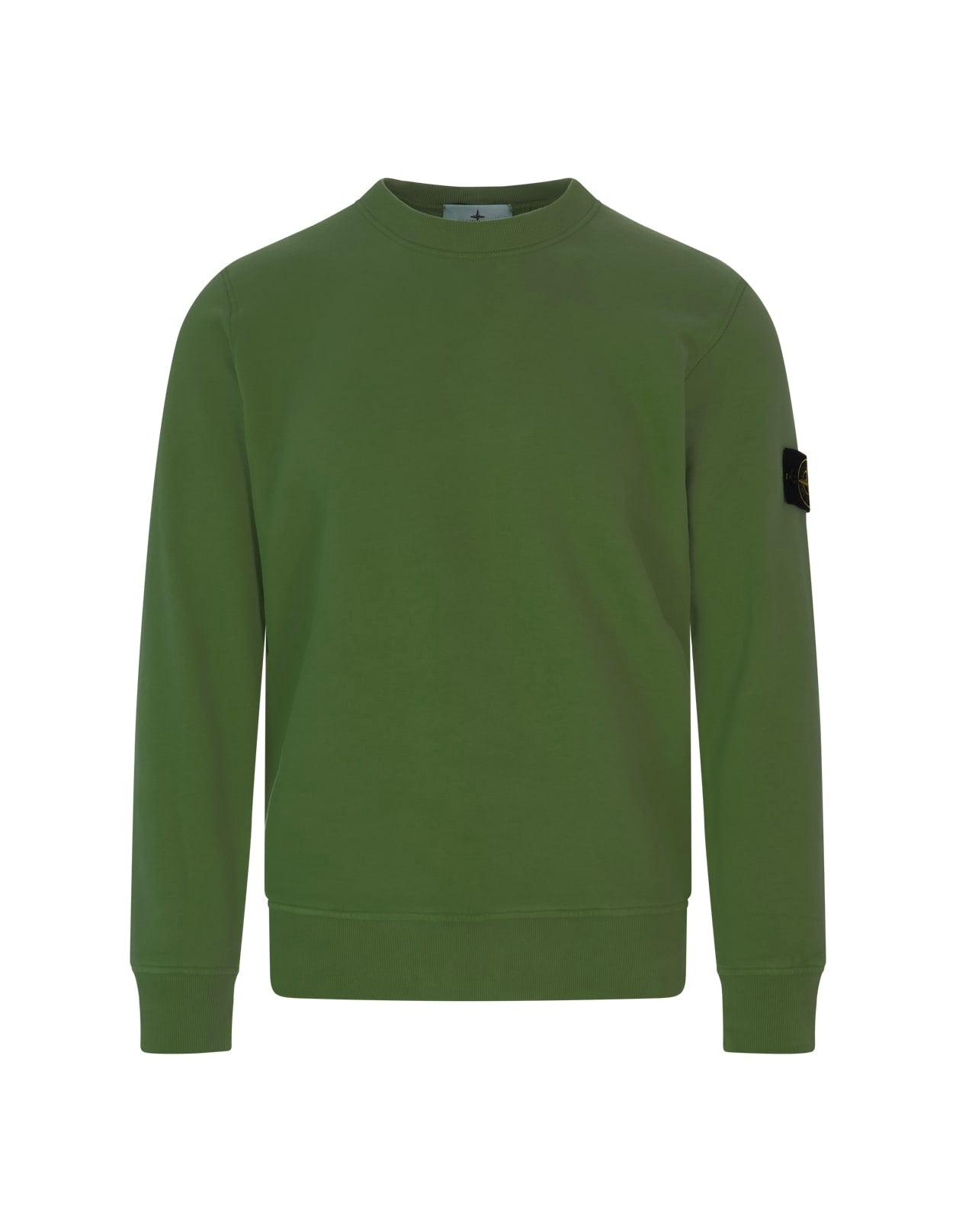 Stone Island Man Crew-neck Sweatshirt In Military Green Cotton for Men |  Lyst