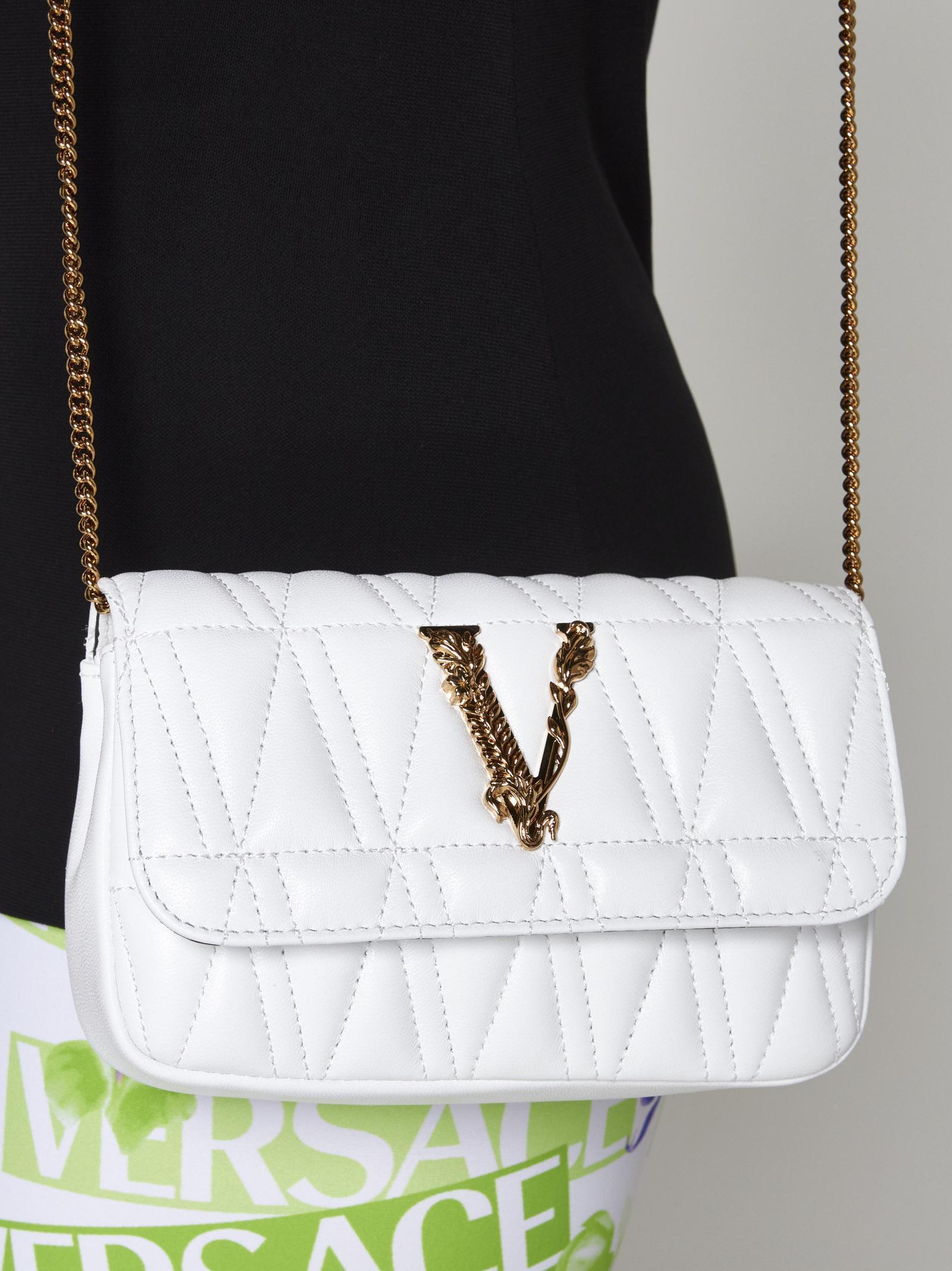Shop Versace Virtus Quilted Leather Mini Bag