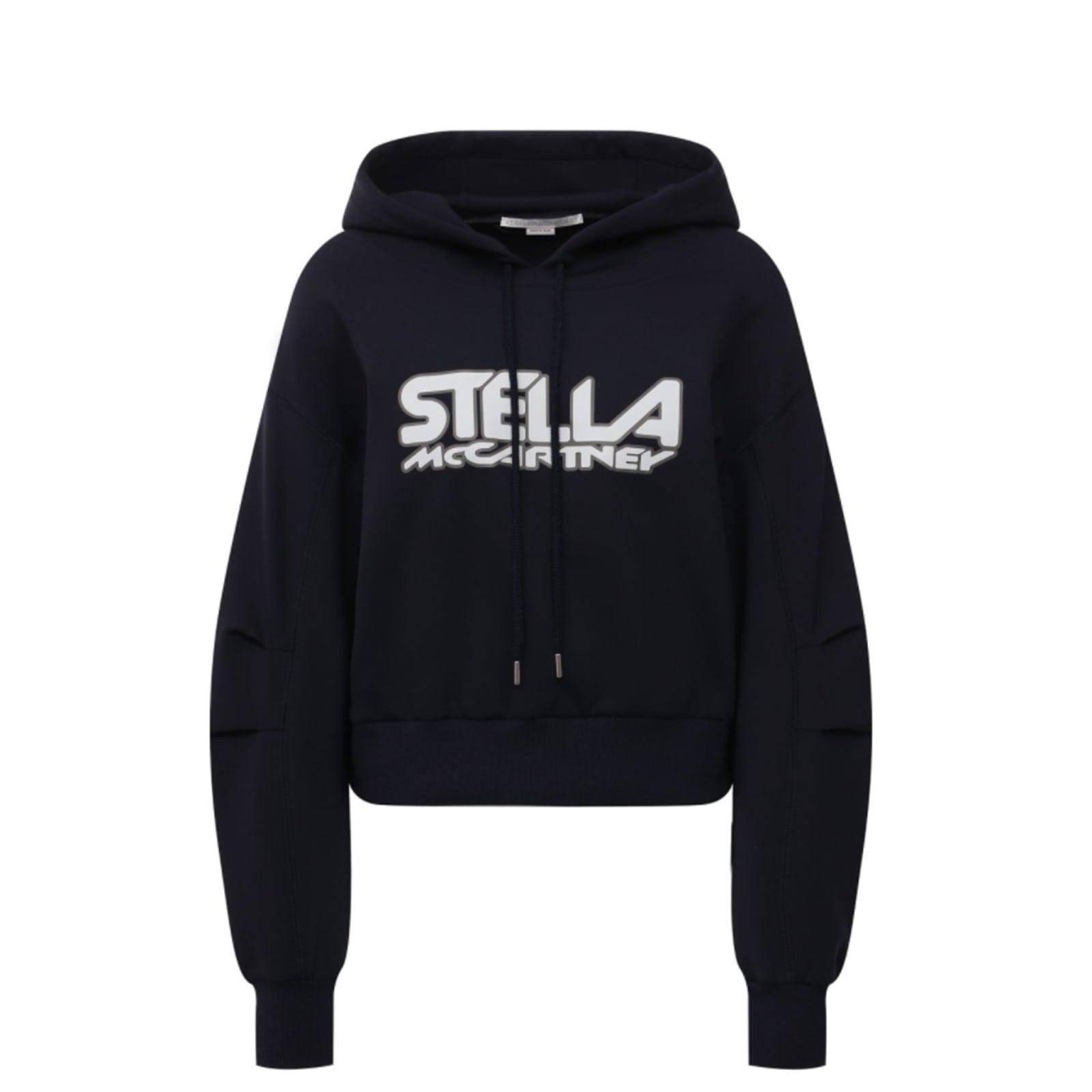 Stella McCartney Synthetic Logo Hooded Sweatshirt - Women in Blue | Lyst