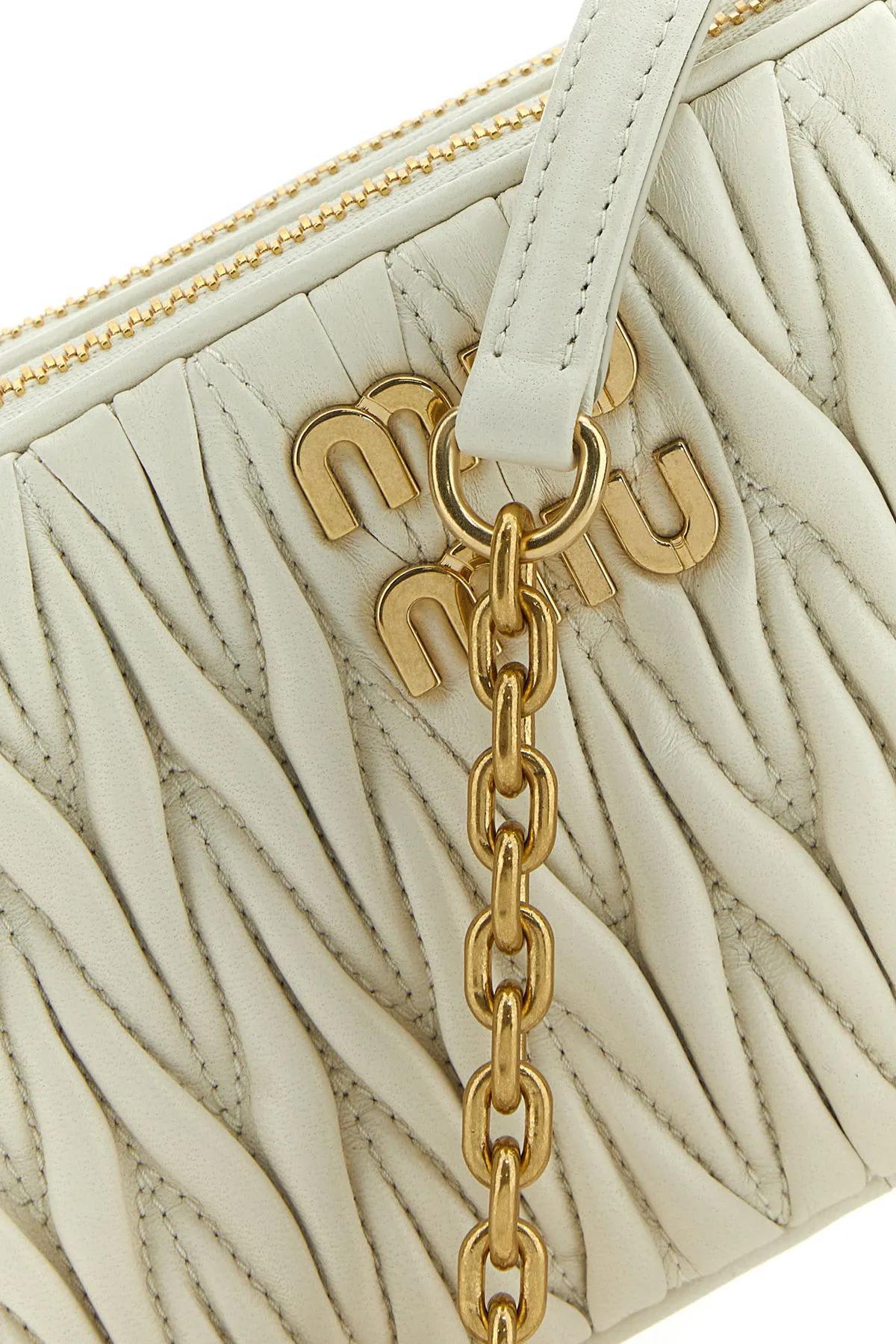 Miu Miu White Nappa Leather Mini Crossbody Bag in Metallic