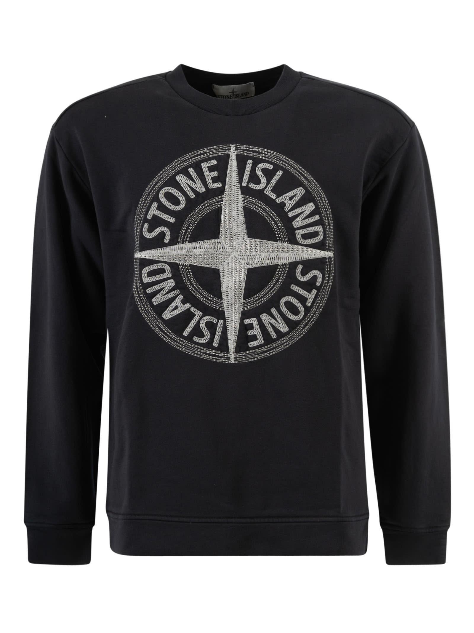 embroidered-logo sweatshirt, Stone Island