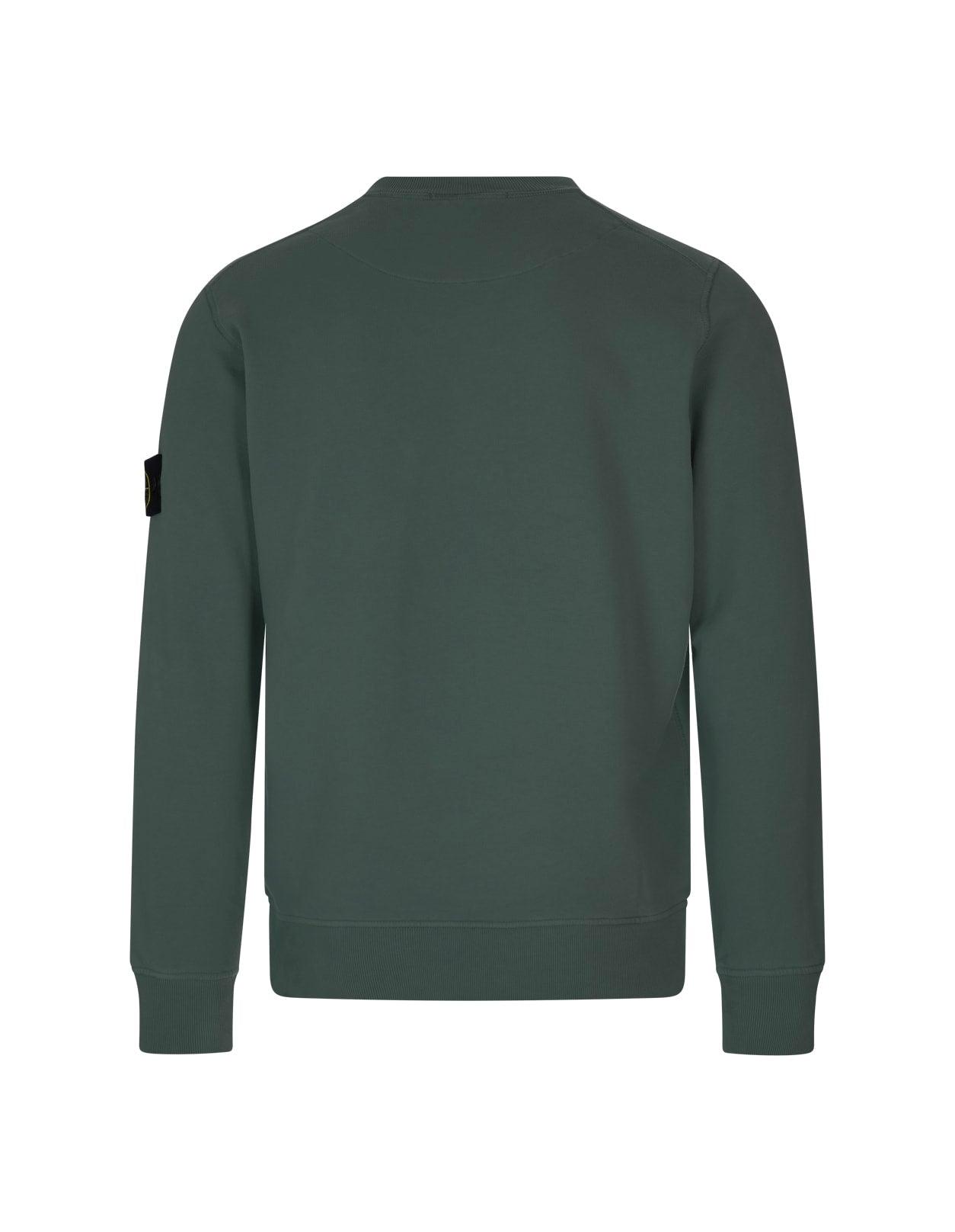 Stone Island Man Crew-neck Sweatshirt In Dark Green Cotton for Men | Lyst