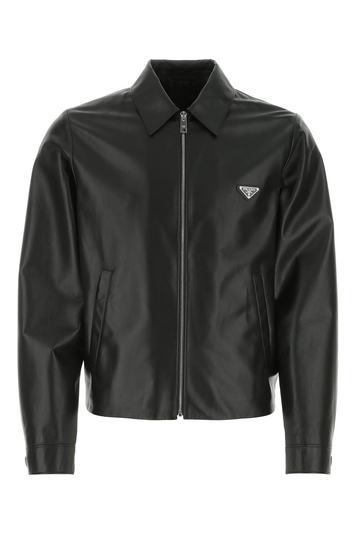 Prada Black Nappa Leather Jacket for Men | Lyst
