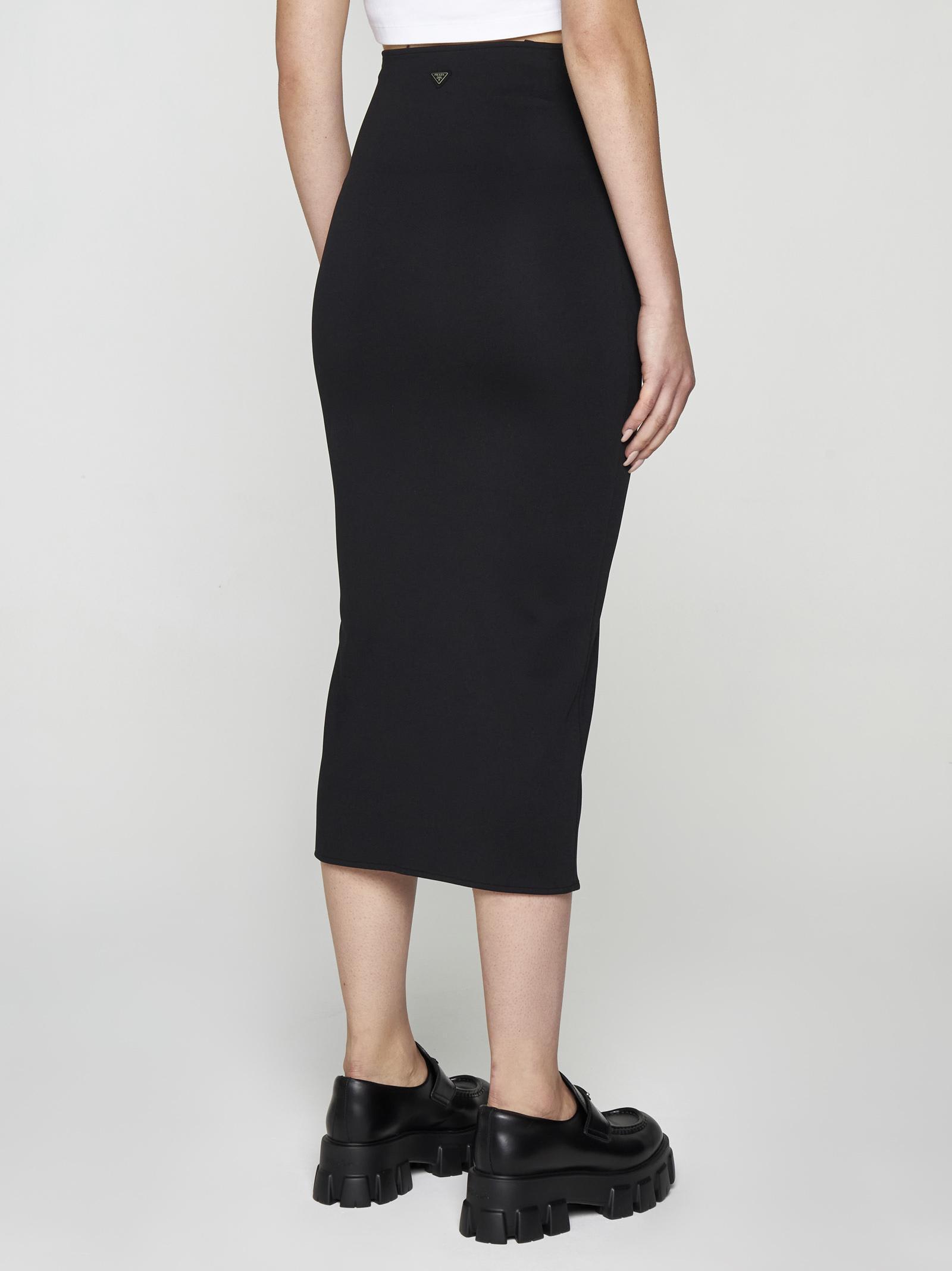 Prada Jersey Midi Pencil Skirt in Black | Lyst UK